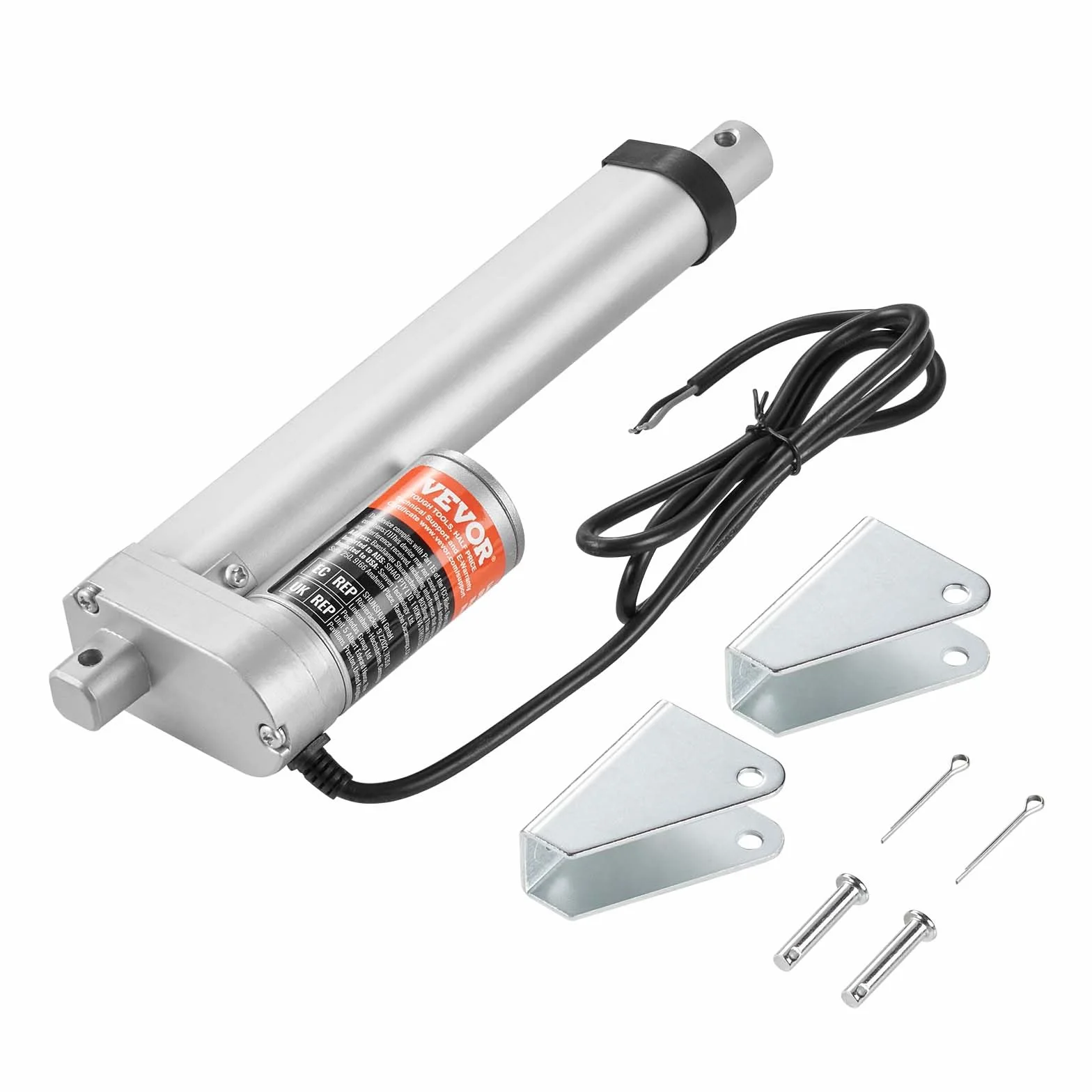 VEVOR Napęd liniowy 1000 N DC 12 V napęd liniowy IP54, elektryczny silnik liniowy 150 mm, długość skoku 150 mm, poziom hałasu ≤ 50 dB, elektryczny otwieracz drzwi 14 mm/s, prędkość jazdy, technika