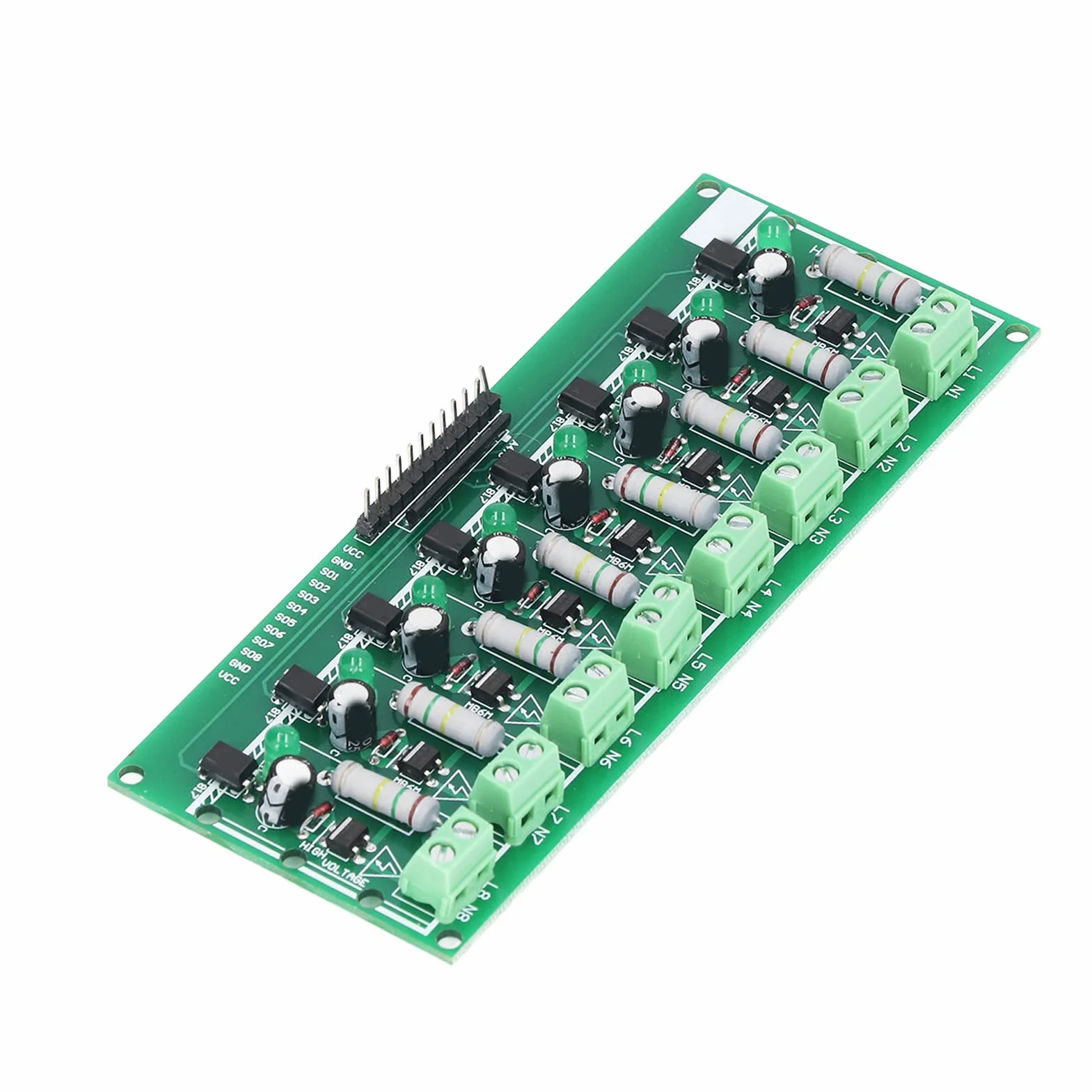 Moduł Wykrywania Napięcia 220V AC 8-kanałowy z Izolacją Transoptorową PLC PCB 3-5V