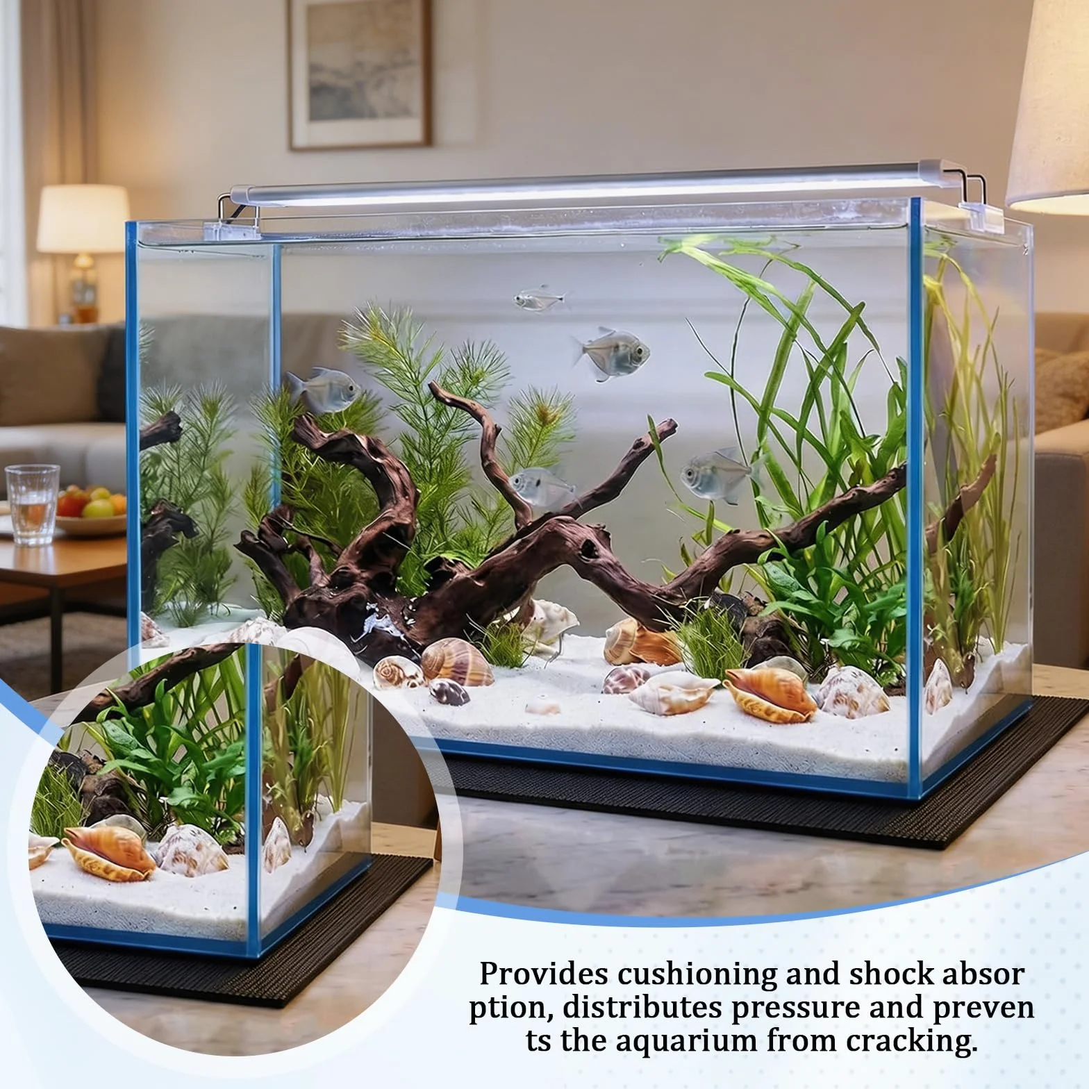 Podkładka do akwarium 60 x 30 cm, 5 mm pianka do akwarium mata | Elastyczna mata ochronna z neoprenu. Idealny do ciężkich kamieni aquascaping, pożywki i terrarium (np. 60 x 30 x 40).