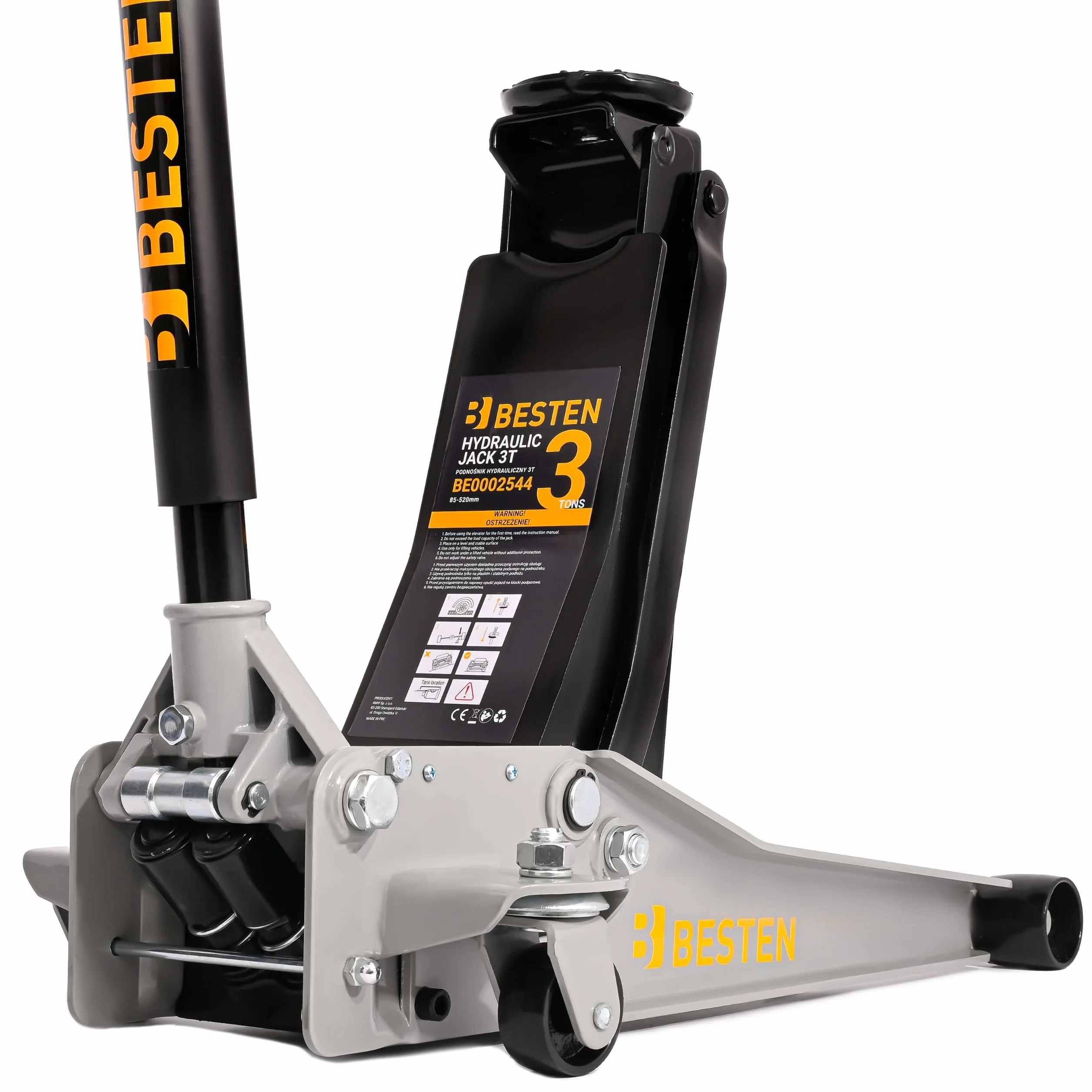 BESTEN Podnośnik hydrauliczny niskoprofilowy 3T 85–520 mm Quick-Lift