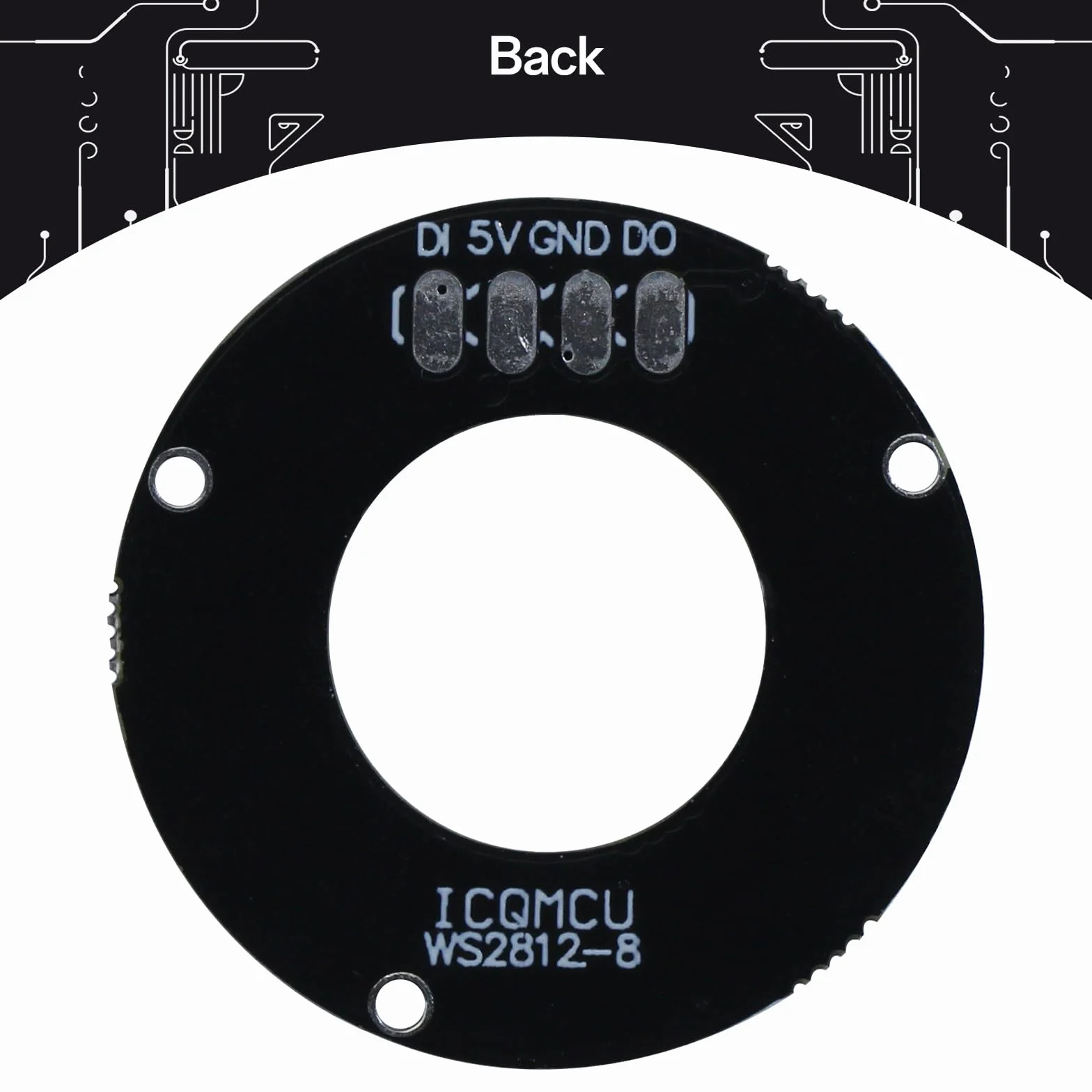 CUQI WS2812 RGB LED pierścień 8-bitowy 50 mm do Arduino Raspberry Pi czarny 3 szt.