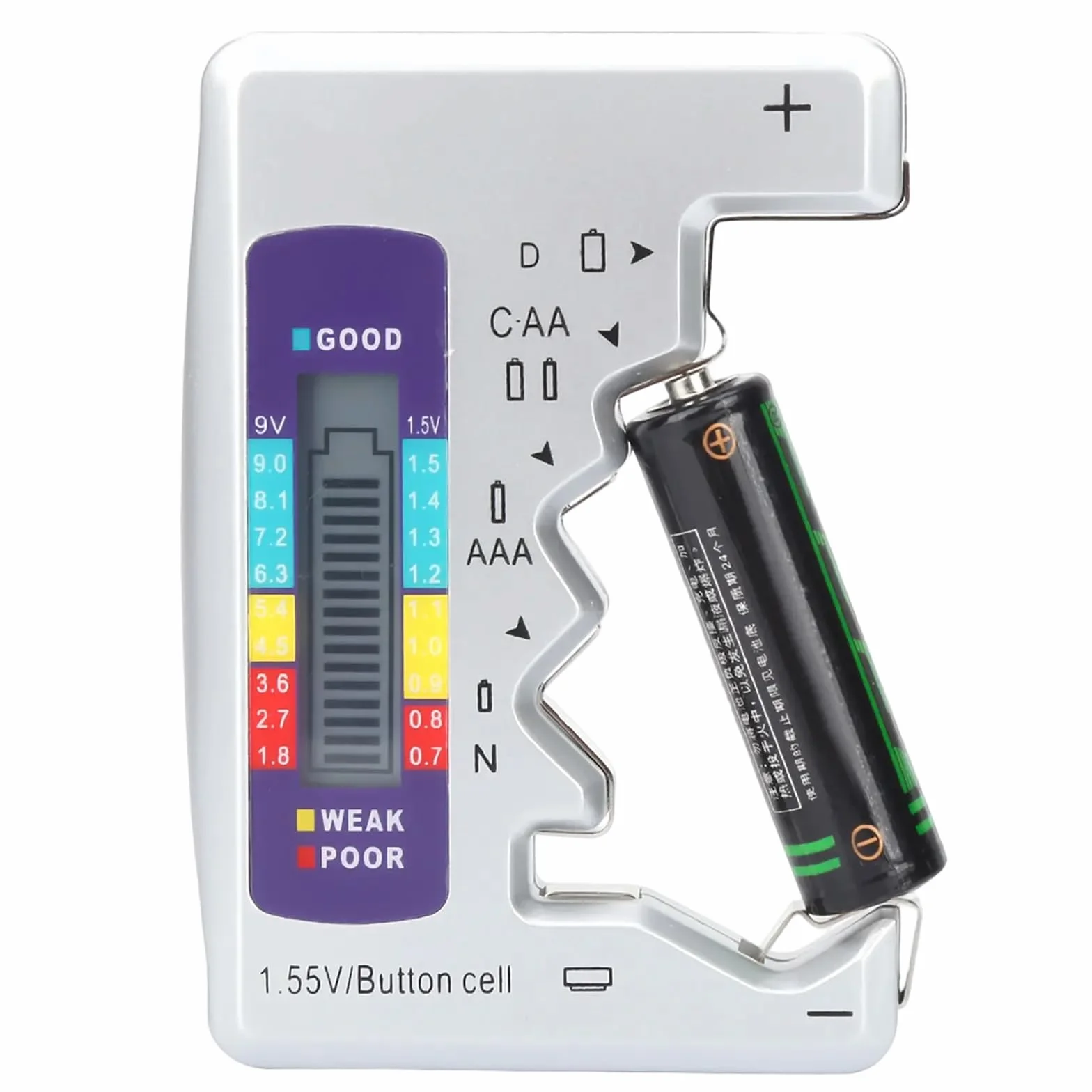 Digital Battery Tester - Tester Baterii Dla Wszystkich Baterii (AAA, AA, C, D, 9V) Z Wyświetlaczem LCD
