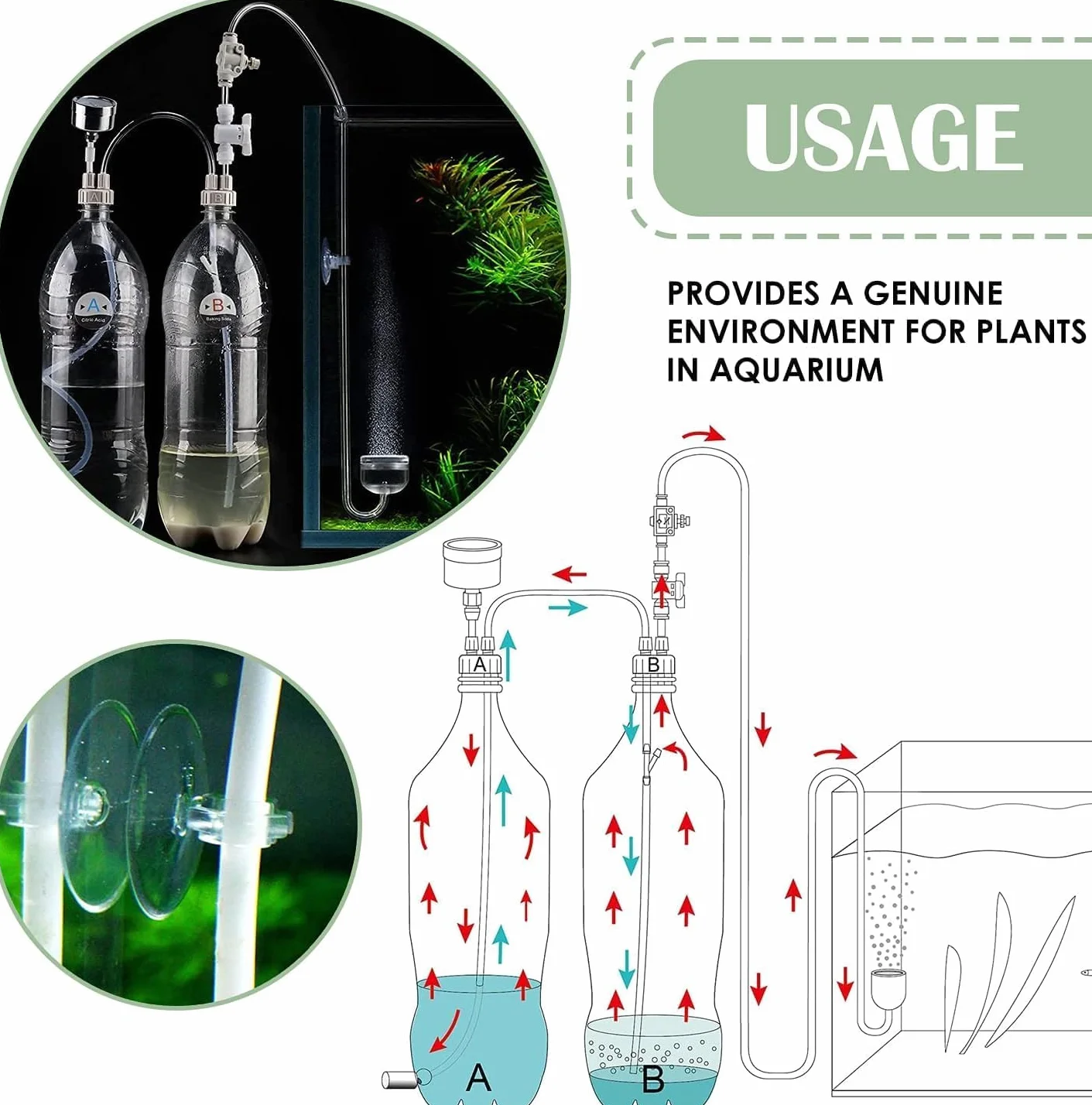 Zestaw do Akwarium CO2, Zestaw do Generatora CO2 z Manometrem, DIY Akwarium Obsadzone Zbiornikiem System CO2 Pro Tube Manometr Zestaw Zakrętek do Butelek