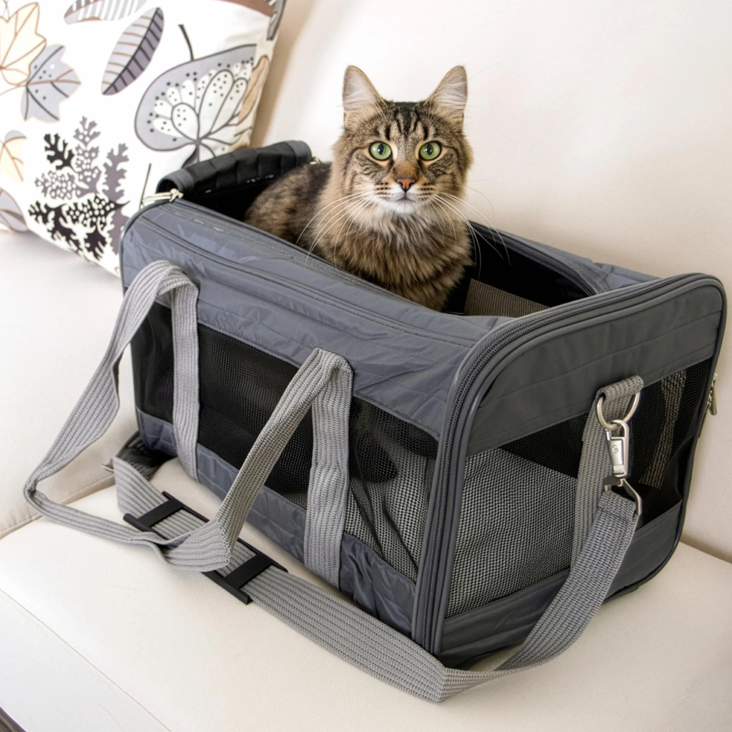Sherpa Oryginalny podróżny transporter dla zwierząt domowych, zatwierdzony przez linie lotnicze, do zabrania na pokład − szary (Charcoal Gray), rozmiar M
