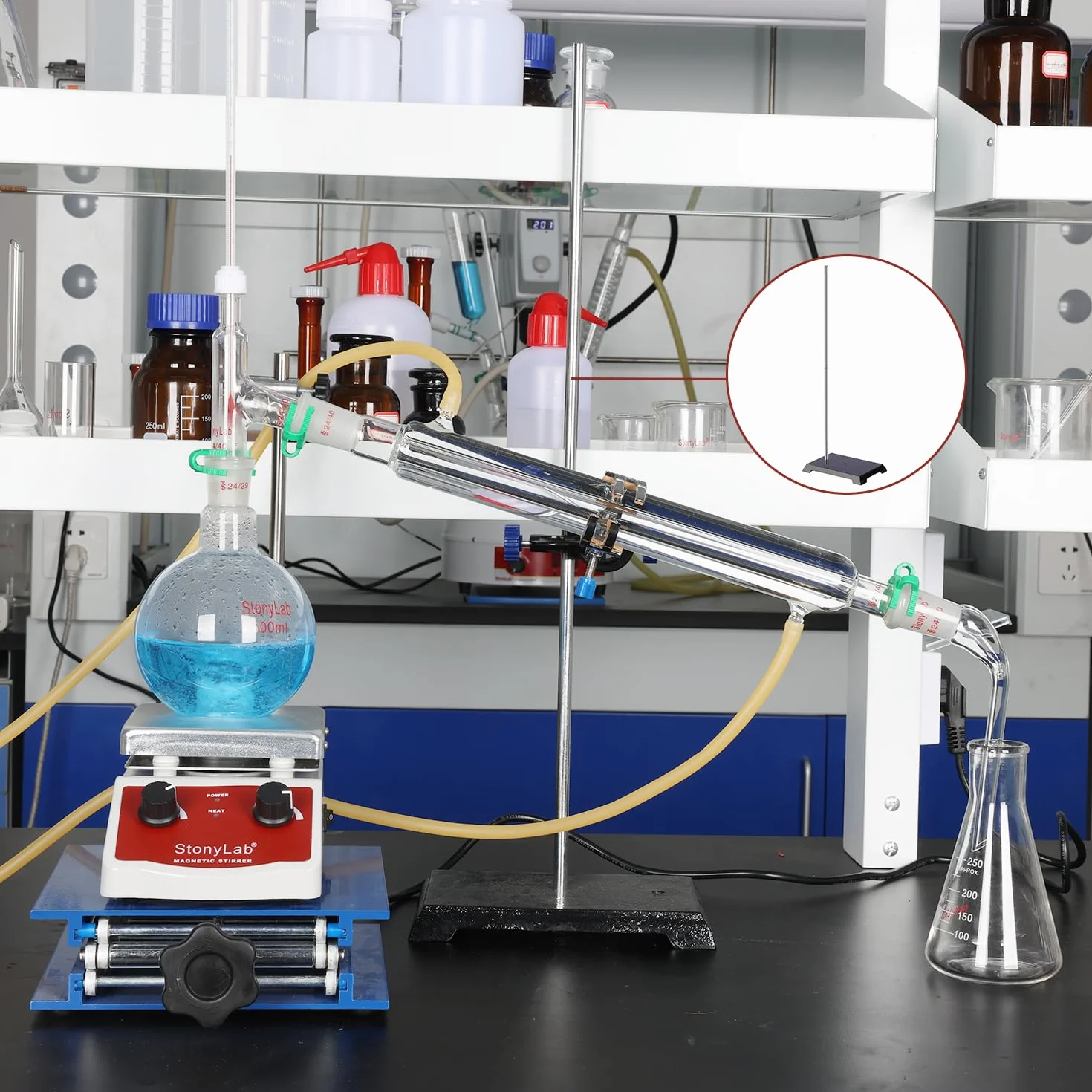 stonylab Stojak laboratoryjny, 200 x 135 mm, stojak na pierścień podporowy z żeliwa z prętem 570 mm do laboratorium