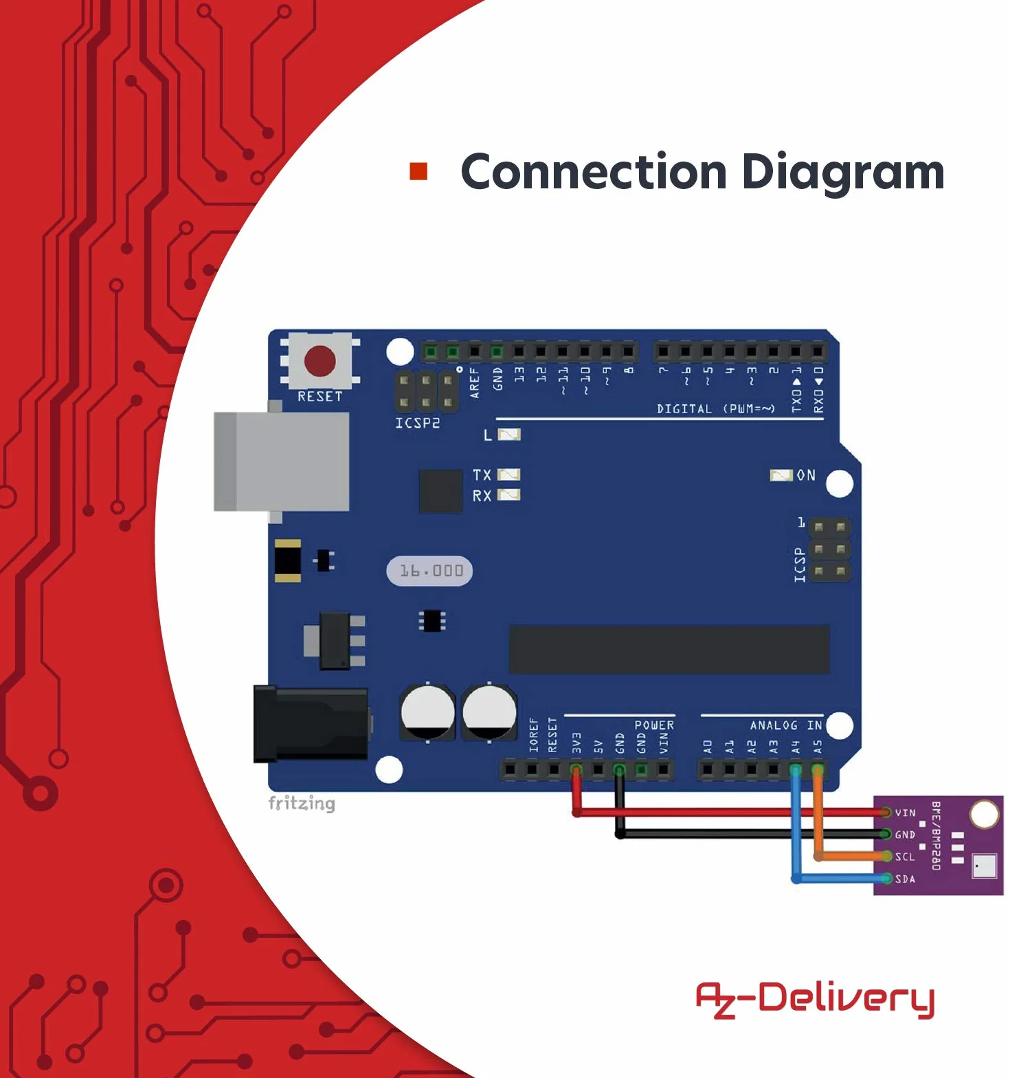 AZDelivery GY-BME280 Czujnik barometryczny do pomiaru temperatury, wilgotności i ciśnienia powietrza kompatybilny z Arduino i Raspberry Pi wraz z e-bookiem!