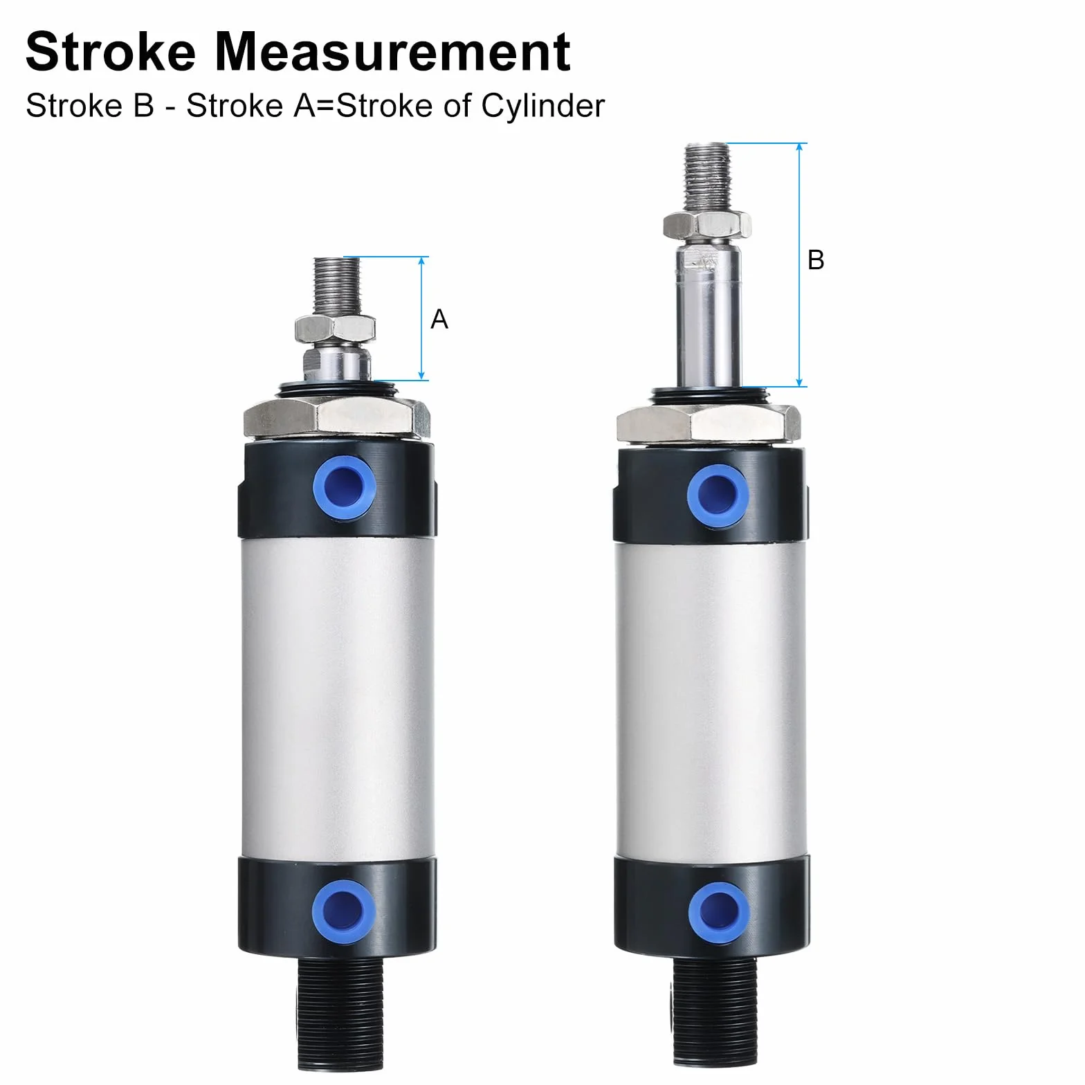 PATIKIL Pneumatyczny cylinder pneumatyczny 40 mm, otwór 75 mm, pojedynczy pręt MAL16 podwójne działanie z 1 szt. złącza Y, 2 szt. szybkozłączki, 1 x taśma do urządzeń automatycznych, srebrny