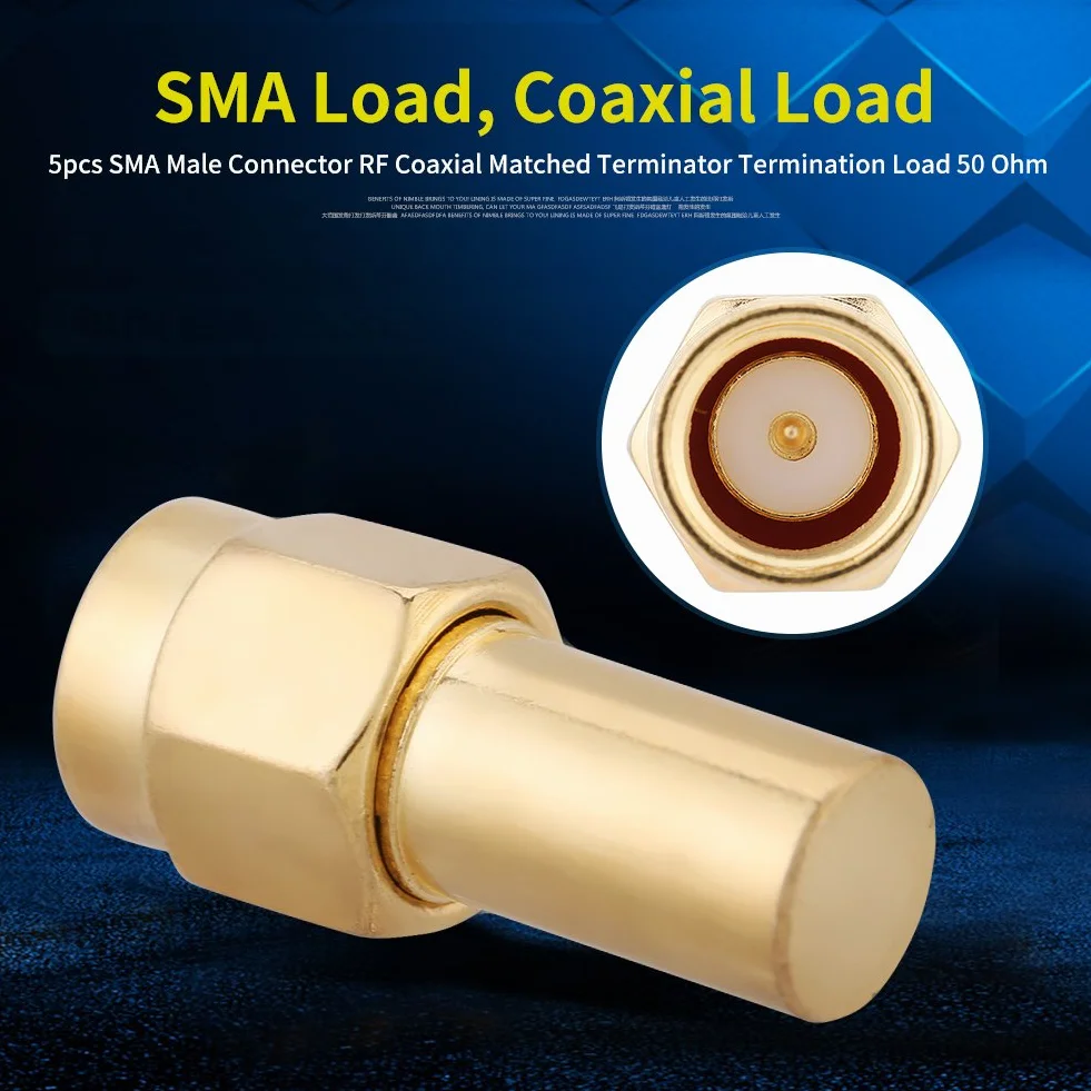 SMA Male Connector RF Coaxial Matched Terminator Termination 50 Ohm 2W, 5 Stück