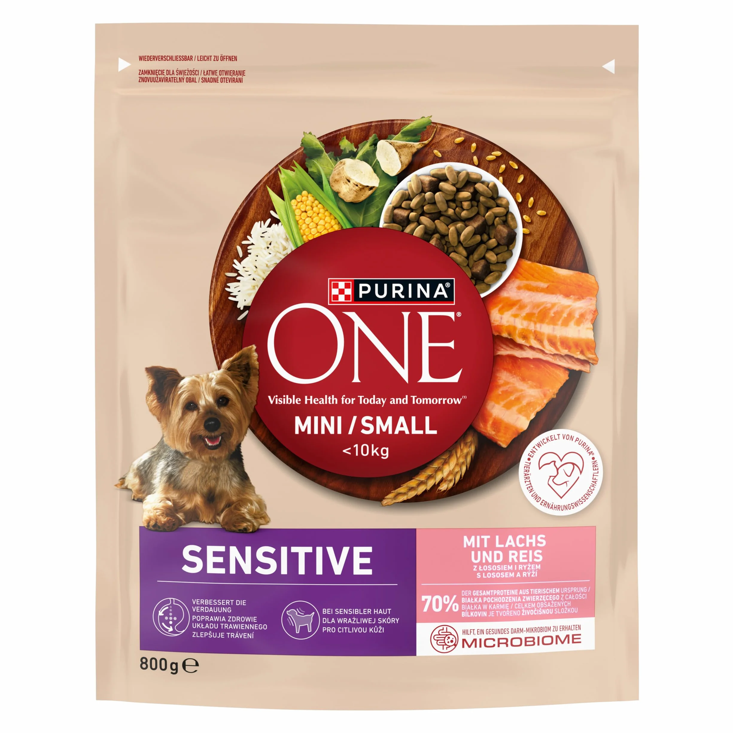Purina One Mini/Small Active Karma dla Psa, Wołowina I Ryż, 8x800 g