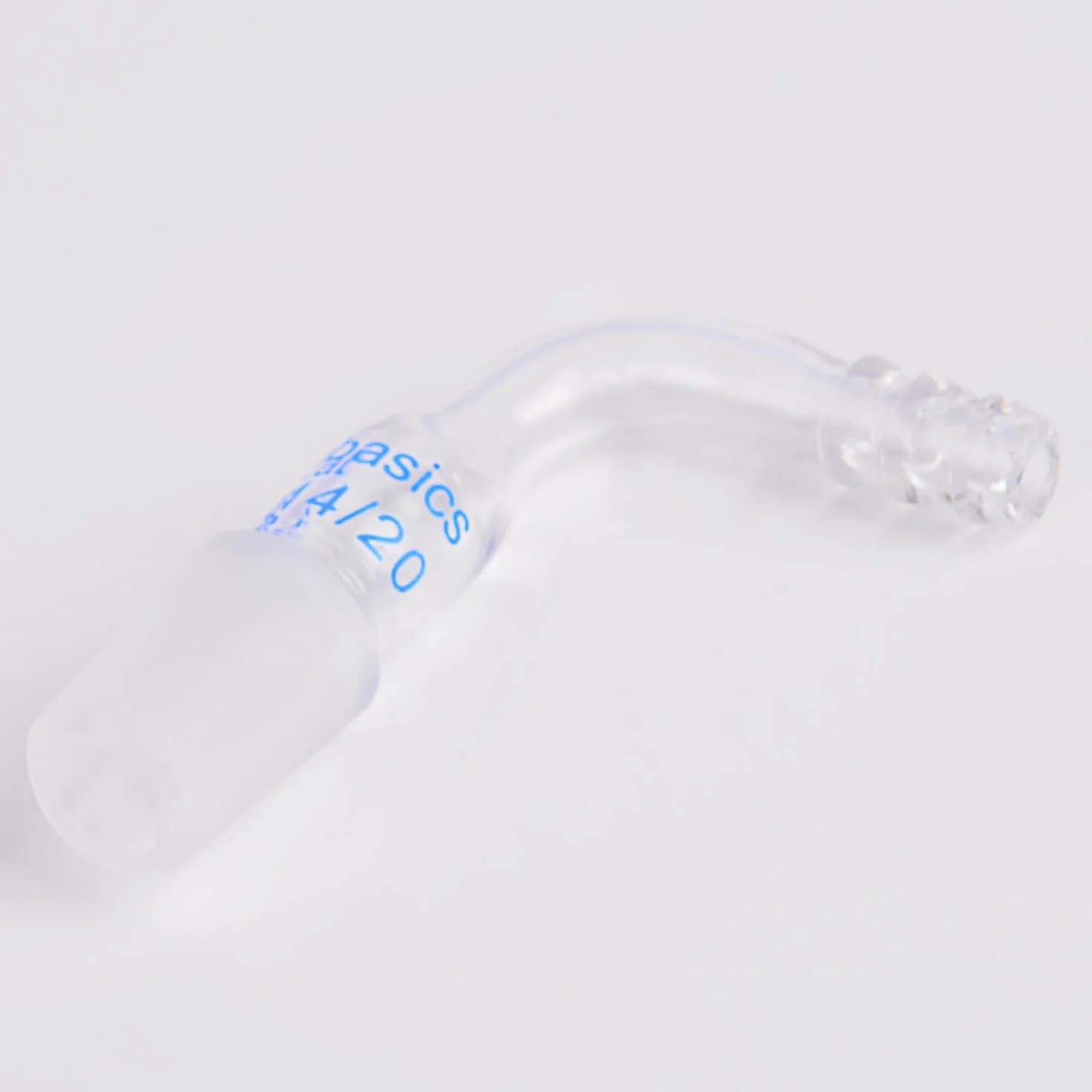 Labasics Szklany adapter 90° z 14/20 męski przegub i 8 mm przyłącze węża