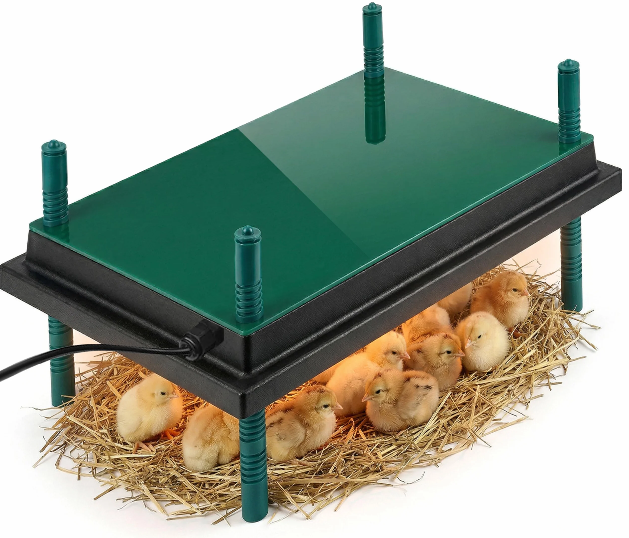 Dural’s® Płyta Grzewcza dla Piskląt 30x40cm (-80% Energii) z Pokrywą - Panel Grzewczy 30W (25-30 Piskląt) - Regulowana Wysokość 20cm - Delikatne Ciepło Antystresowe + E-Book