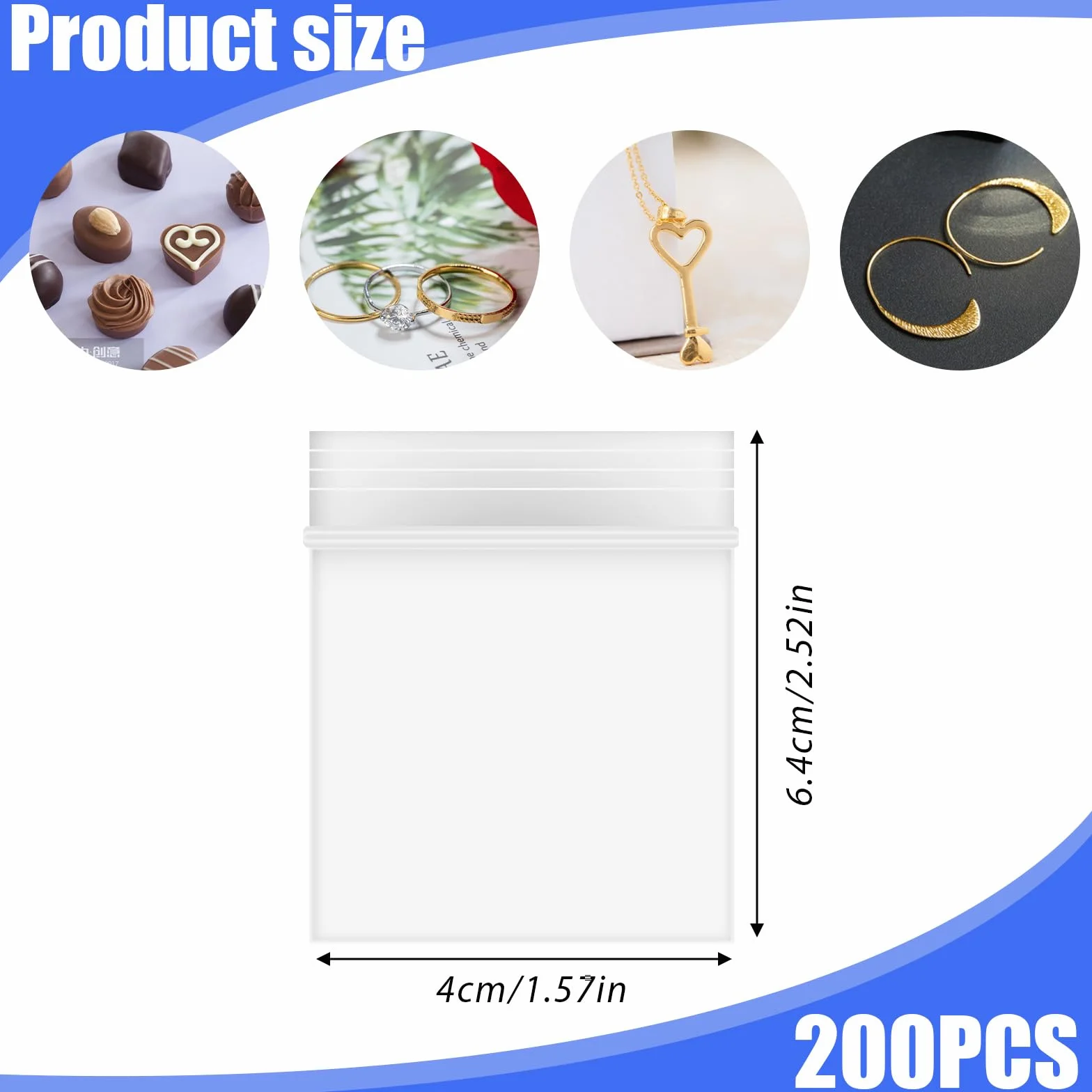 JJUNW 200 sztuk plastikowych woreczków na zamek błyskawiczny, 25 x 30 mm, mini torebki z zamkiem błyskawicznym, torebki plastikowe z zamkiem błyskawicznym, przezroczyste, zamykane na zamek