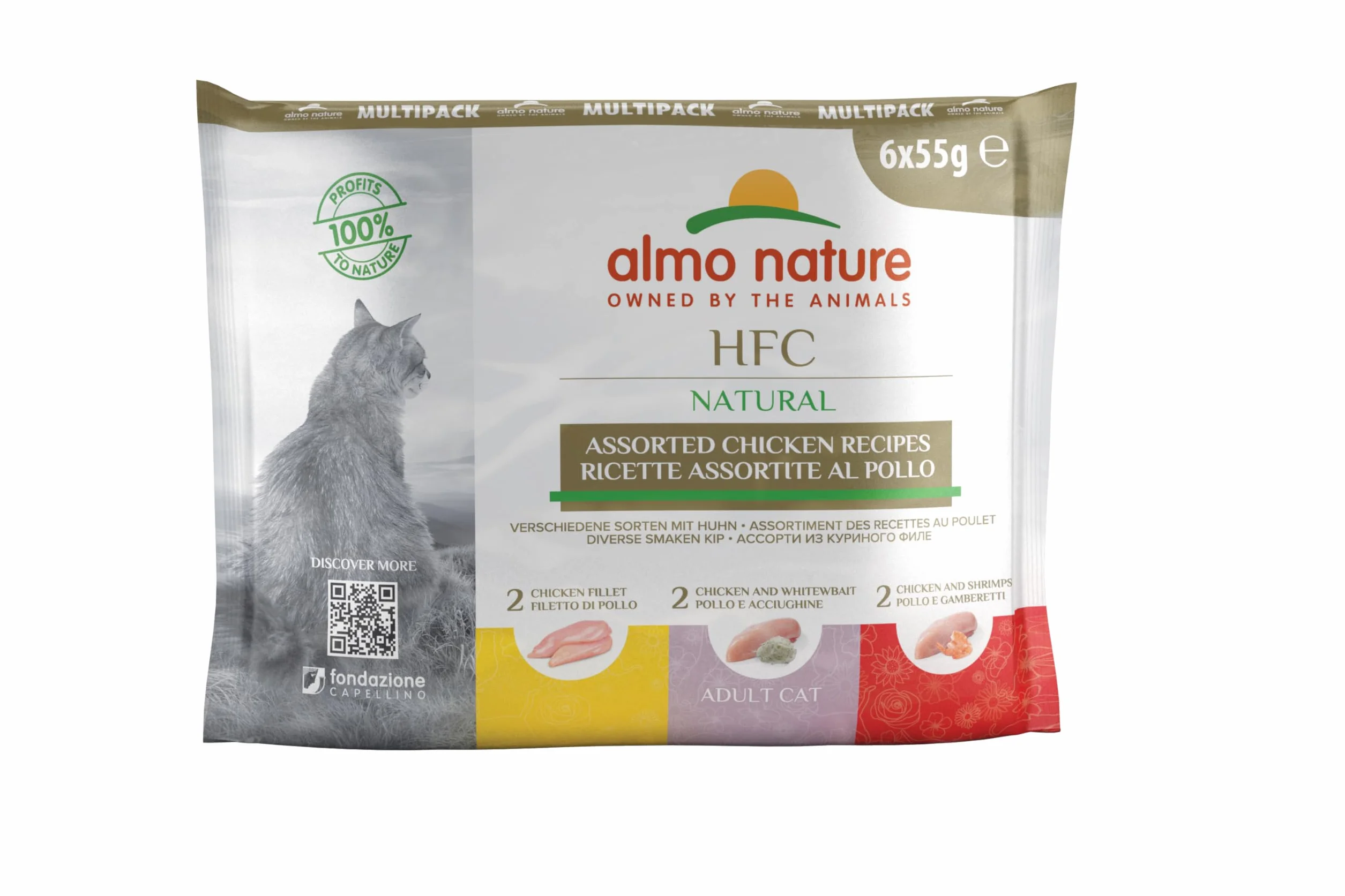 Almo Nature HFC Natural Zestaw 6 saszetek na mokrą karmę dla kotów i kurczaków
