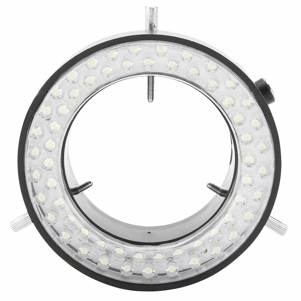 Mikroskop z oświetleniem LED, kamera mikroskopowa 3,5 W 56 diod LED do źródła światła, pierścieniowa z regulacją jasności 220 V, do mikroskopu stereo, biały (wtyczka UE)