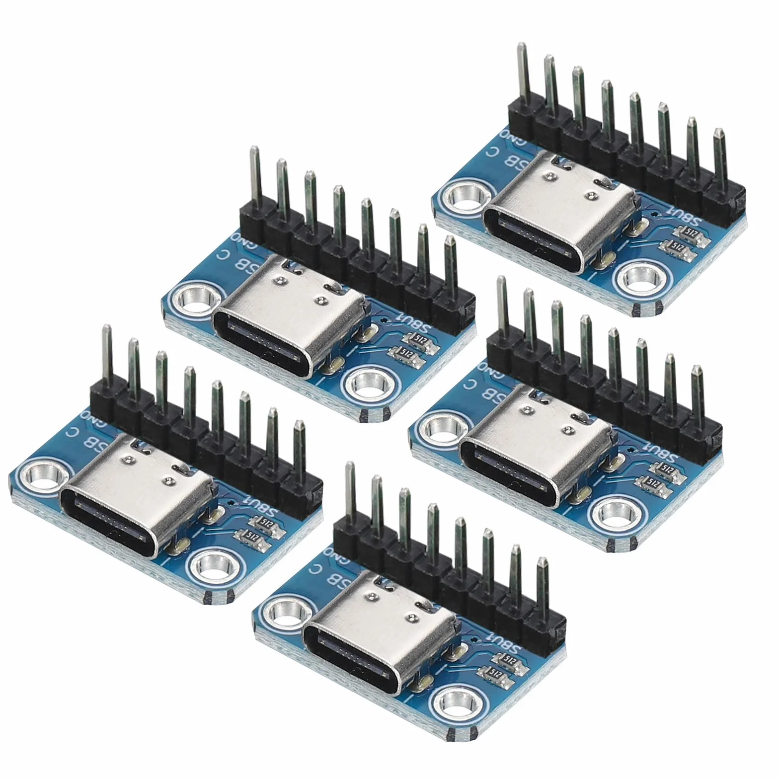 Quartman 5 szt. USB typu C Breakout Board żeński 2,54 mm złącze ze złączem bolcowym