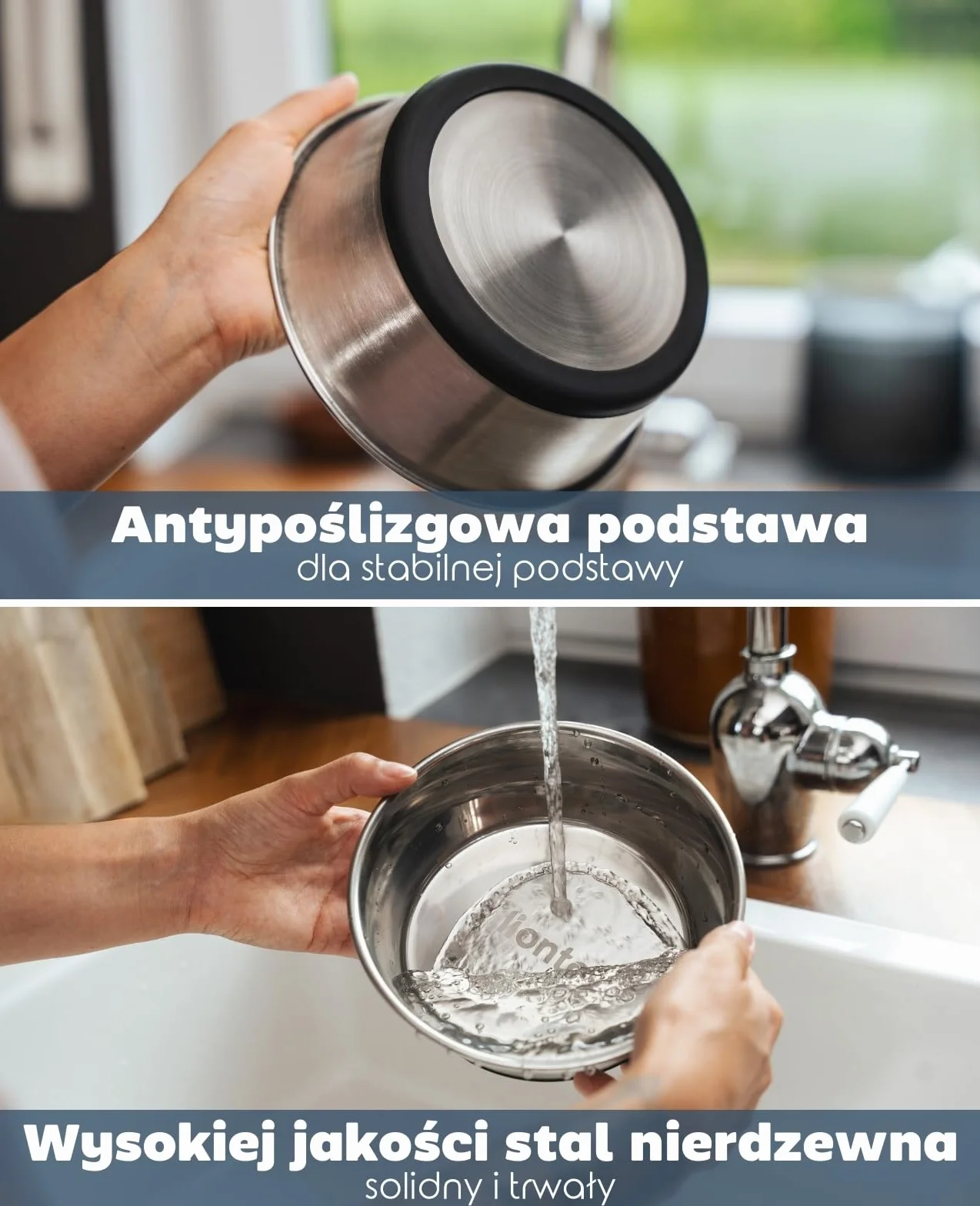 lionto Miska dla psa ze stali nierdzewnej, 600 ml, spożywcza miska z antypoślizgowym silikonowym dnem, odporna na rdzę miska na wodę dla psów i kotów, nadaje się do zmywarki