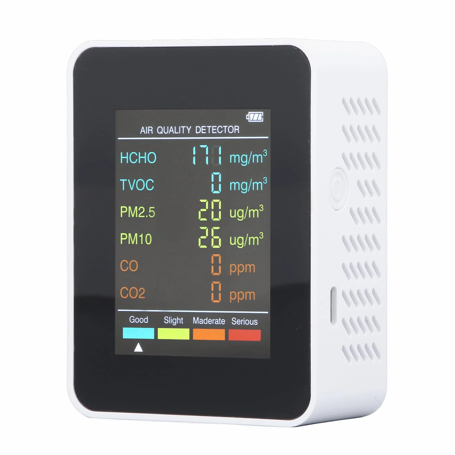 Monitor CO2, Przenośny Miernik Jakości Powietrza, Tester CO2 TVOC HCHO PM2.5 PM10 (WHITE)