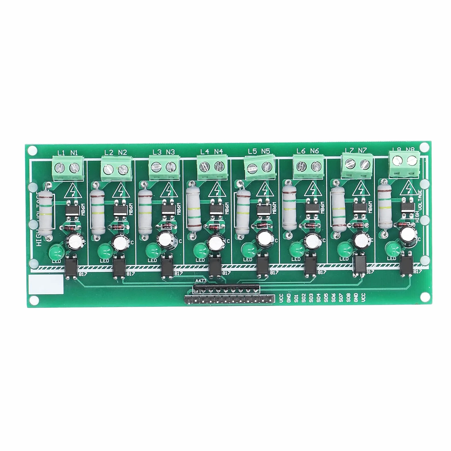 Moduł Wykrywania Napięcia 220V AC 8-kanałowy z Izolacją Transoptorową PLC PCB 3-5V