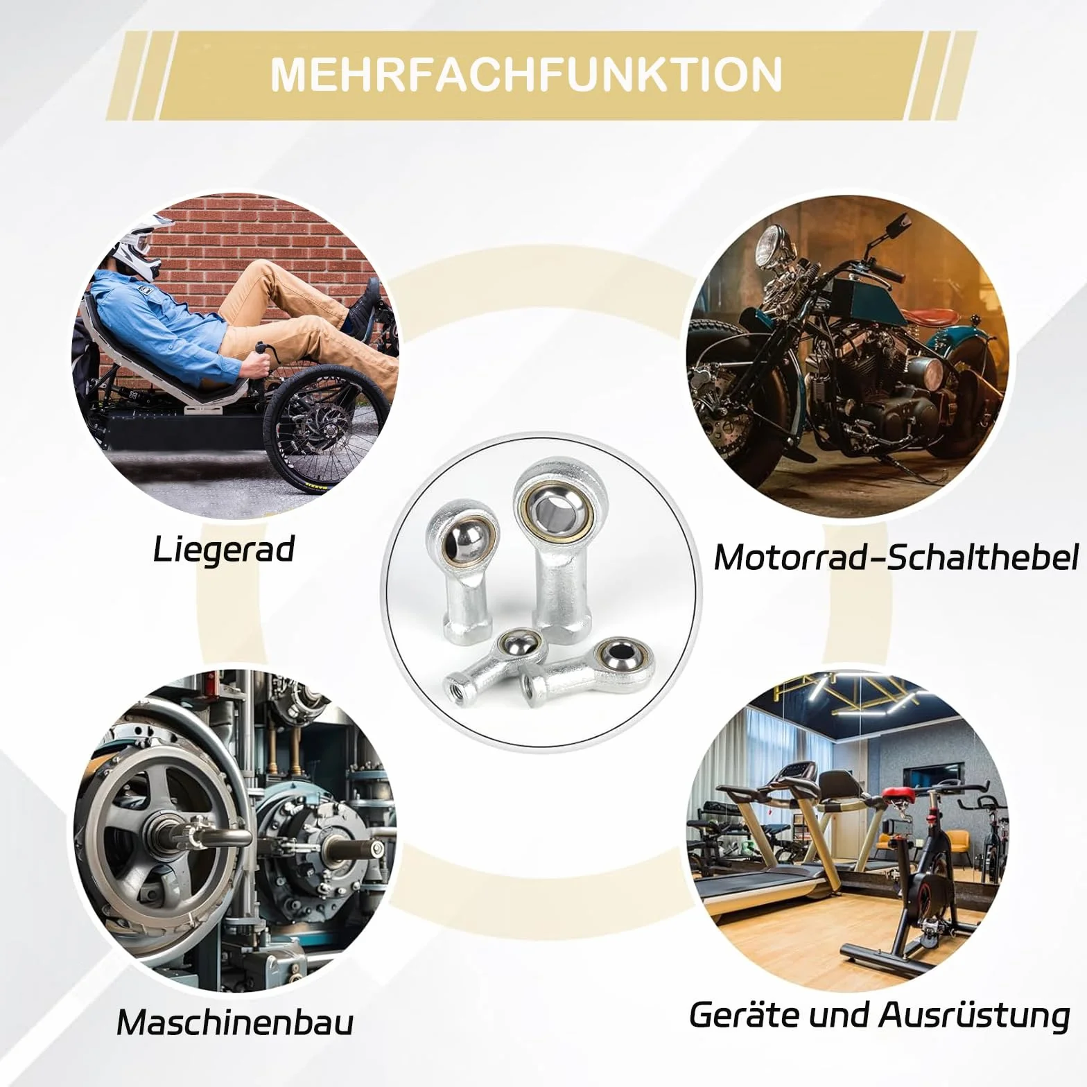 Zestaw 4 przegubowych kul, gwint wewnętrzny M6, gwint wewnętrzny prawy do różnych urządzeń mechanicznych