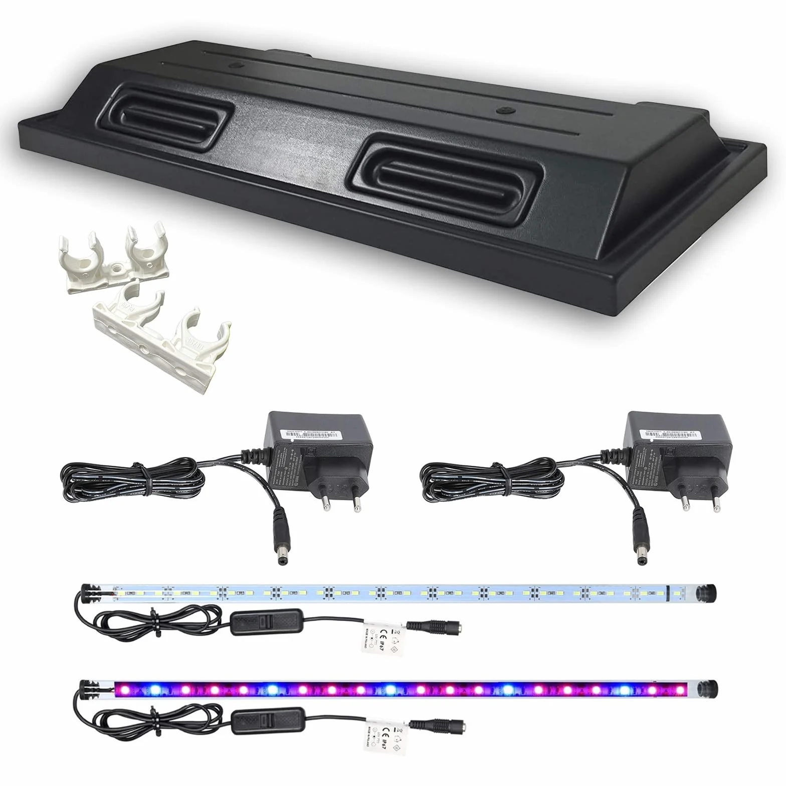 ZooPaul Osłona do akwarium, terrarium, różne rozmiary, oświetlenie roślin, lampa oświetleniowa LED (100 x 40, 1 x LED, 1 x LED do roślin)