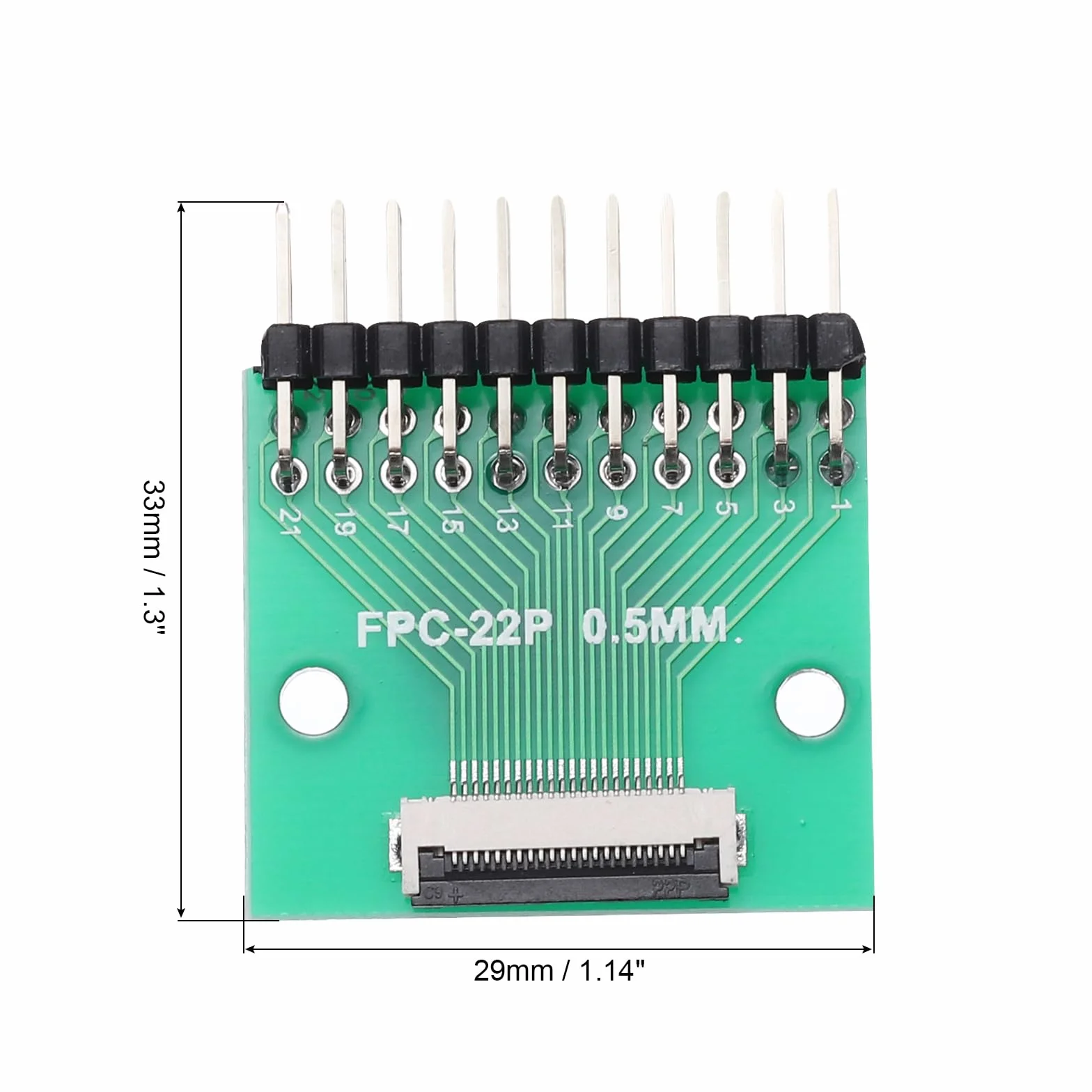 QUARKZMAN Złącze FFC FPC 22 piny 0,5 mm gniazdo 2,54 mm adapter kąt prosty konwerter PCB