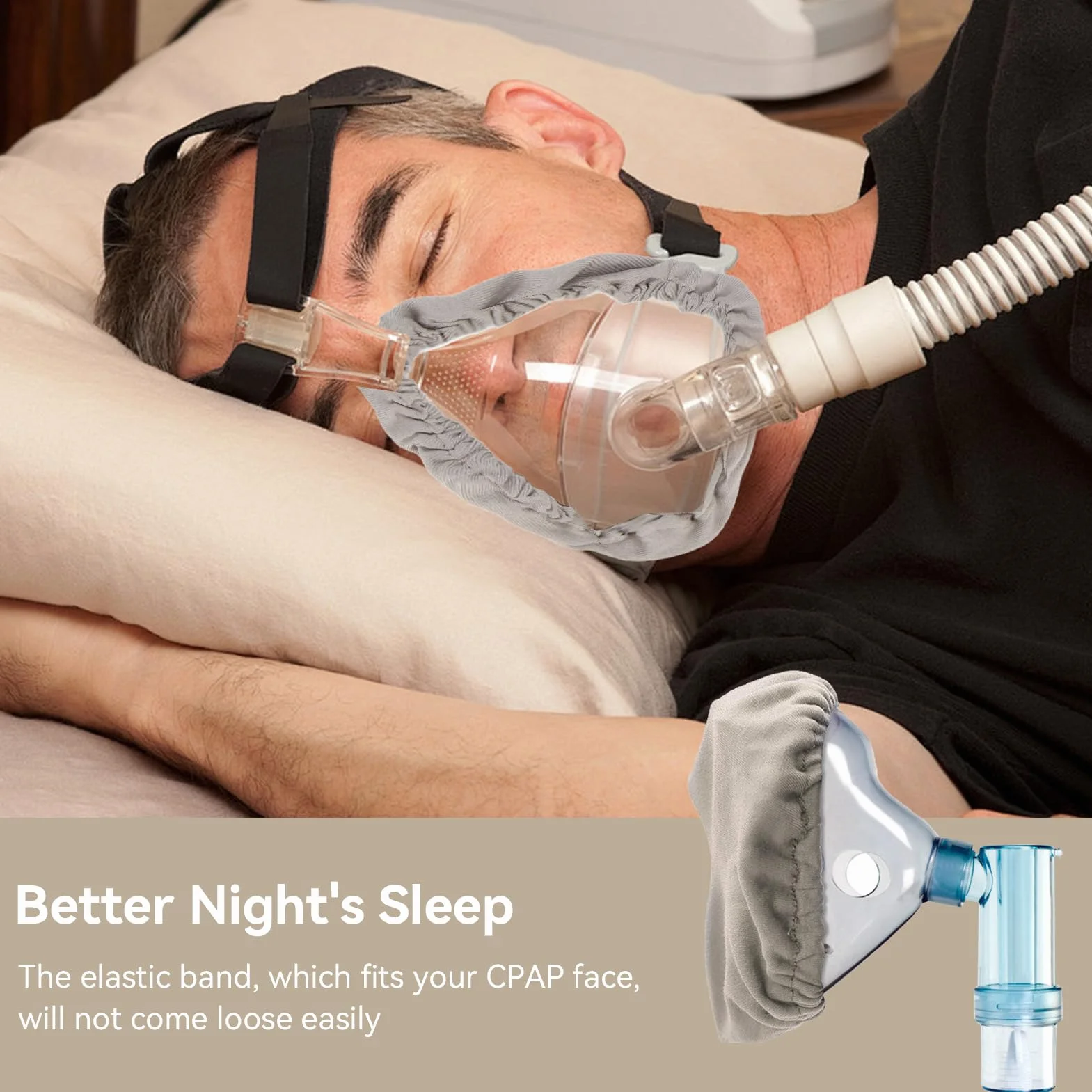 4-częściowe wkładki do maski CPAP na całą twarz, profesjonalne pokrowce na pasek CPAP wielokrotnego użytku z mieszanką bawełny do szpitala