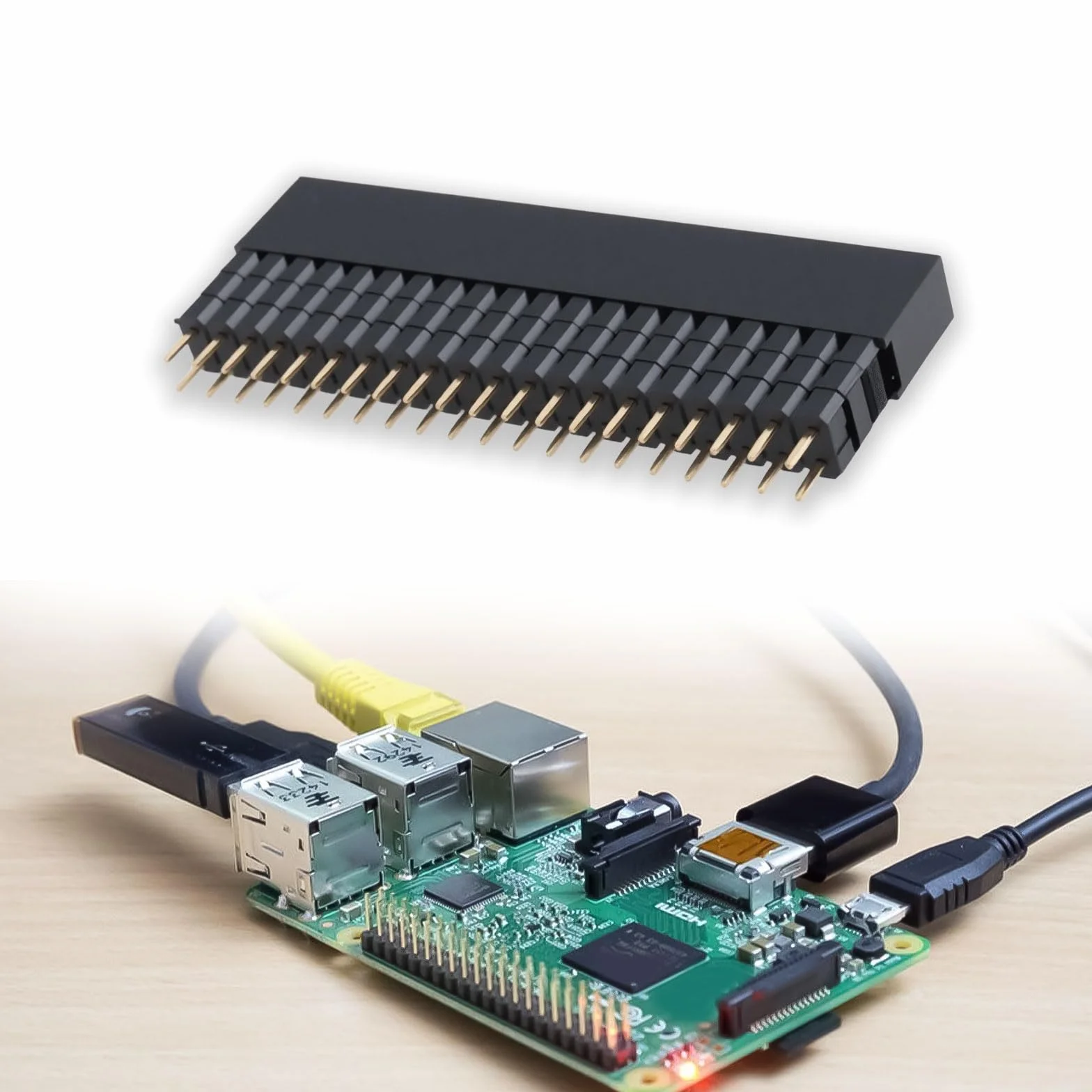 2 szt. 40-pinowy żeński nagłówek pinowy bardzo wysoka 3-rzędowa płytka PCB 2,54 mm złącza nagłówka kompatybilne z Raspberry Pi 51,4 x 5 x 6 mm
