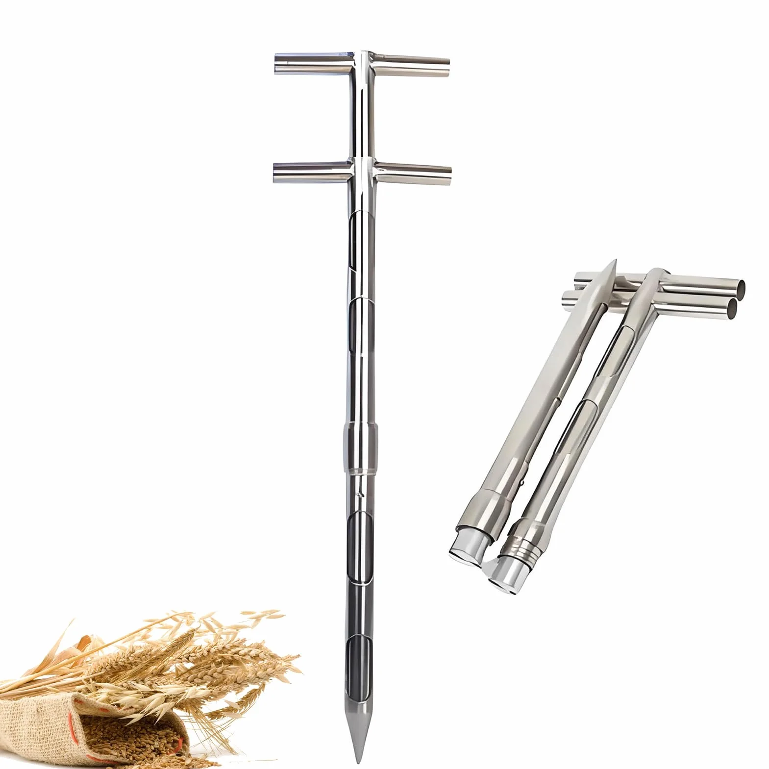 Próbnik sondy ziarna, próbnik proszku, φ32 mm/φ38 mm, próbka ze stali nierdzewnej, sonda do pobierania próbek ziarna, sonda (rozmiar: 3M/9,84 stopy, kolor: φ38 mm typ składania)