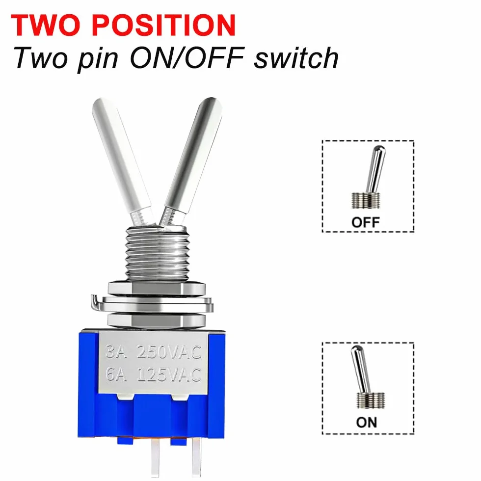 GUUZI Miniaturowy Przełącznik Dźwigniowy SPST MTS-101 6A/125V 3A/250V ON/OFF