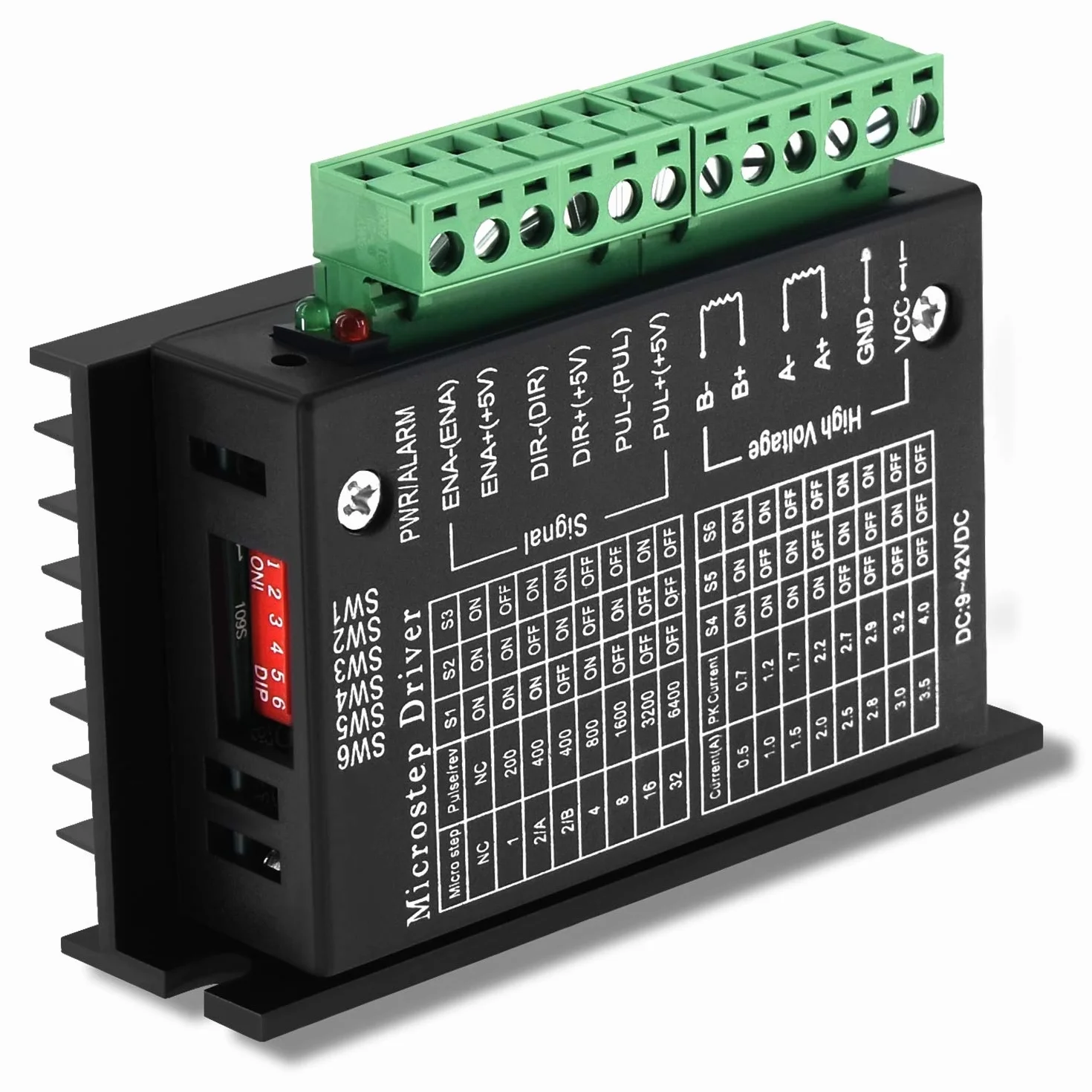 Twotrees Sterownik silnika krokowego, TB6600 4A 9-42 V Nema 17/23 sterowanie CNC, pojedyncze osie, hybrydowe - ulepszona wersja, 1 szt