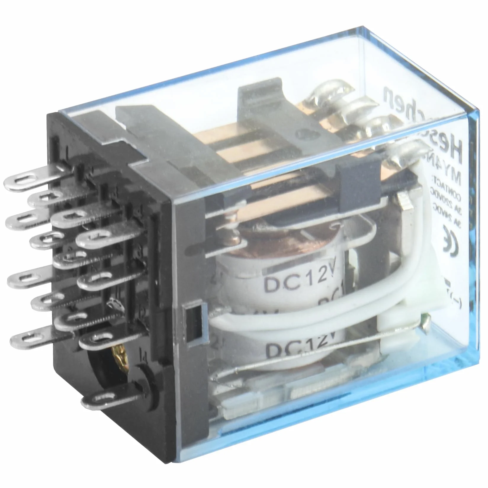 Heschen Przekaźnik zasilający MY4NJ 12 VDC 3 A 4PDT LED 14-pin