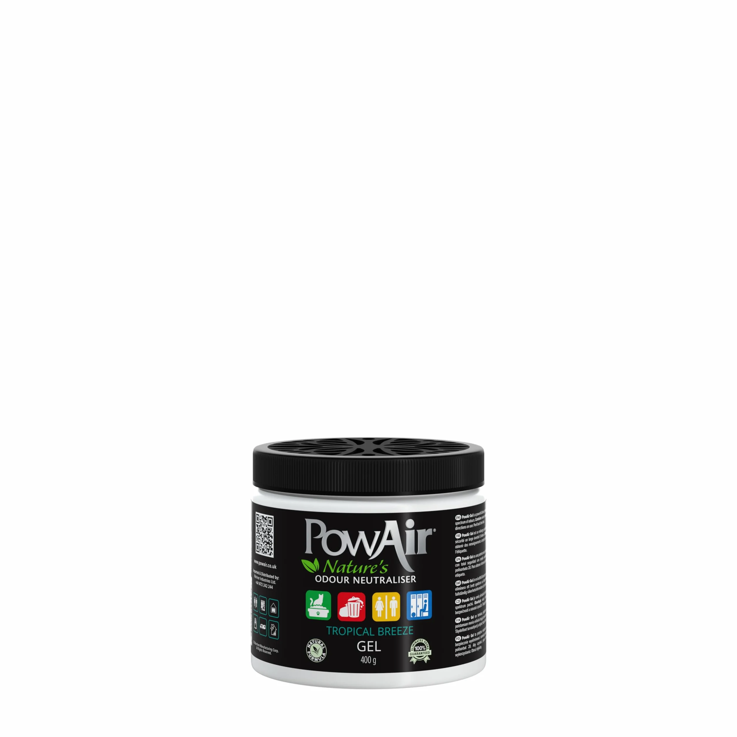 PowAir Żelowy naturalny neutralizator zapachów, zapach tropikalnej bryzy, skuteczny domowy eliminator zapachów z naturalnymi olejkami eterycznymi (400 g)