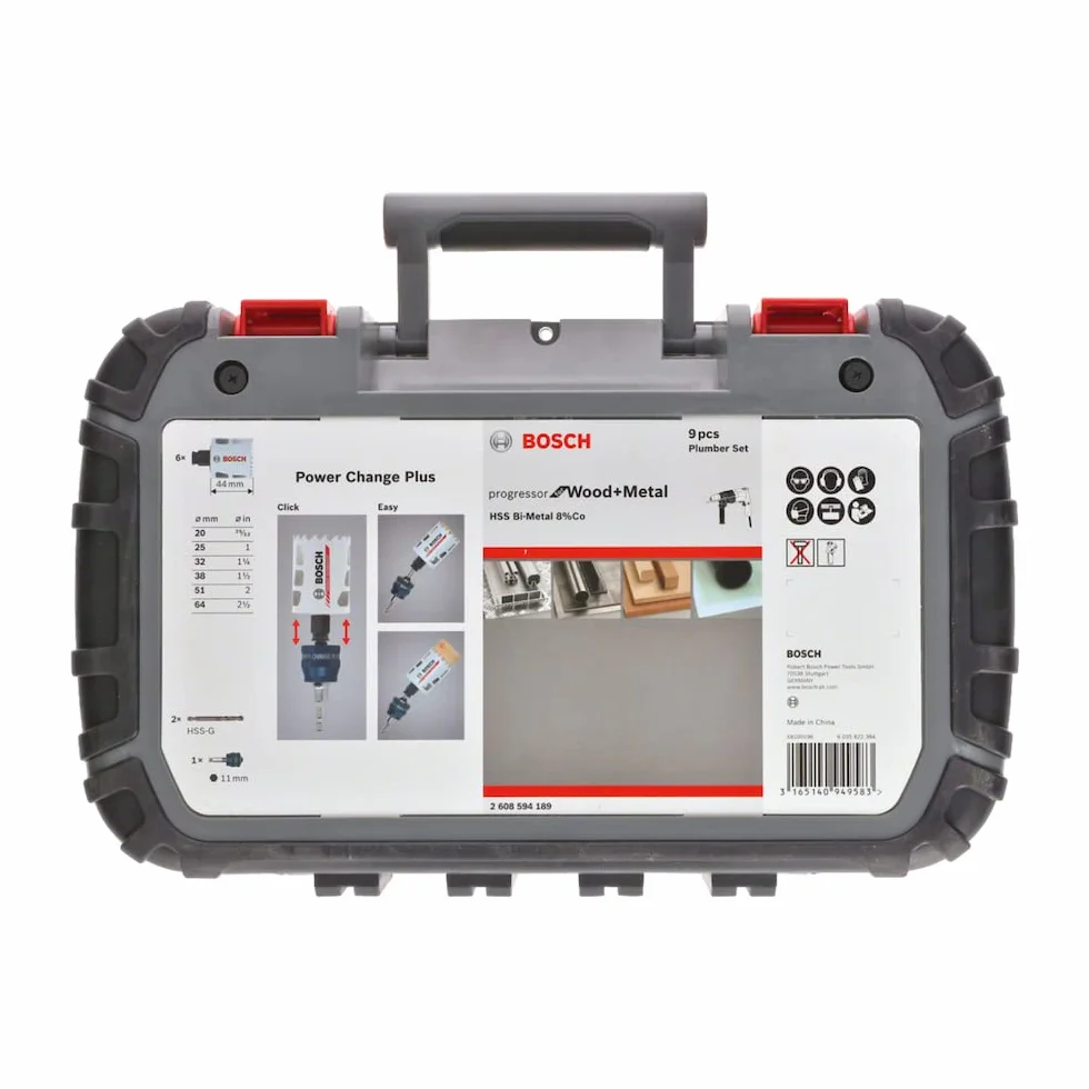 Bosch Professional 9-częściowy Zestaw Otwornic Progressor for Wood & Metal Set (dla instalatorów sanitarnych, Ø 20-64 mm, Akcesoriów Wiertarek)