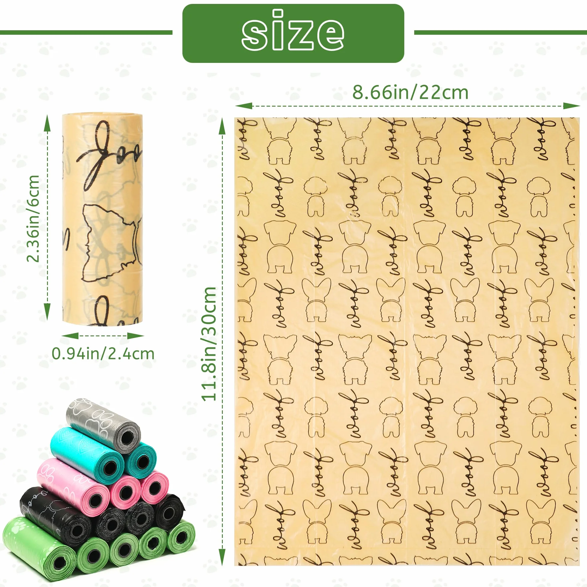 585 sztuk – biodegradowalne worki na odchody dla psów, szczelne worki na odchody dla psów, bardzo duże i mocne (30 x 22 cm), odporne na rozerwanie i trwałe