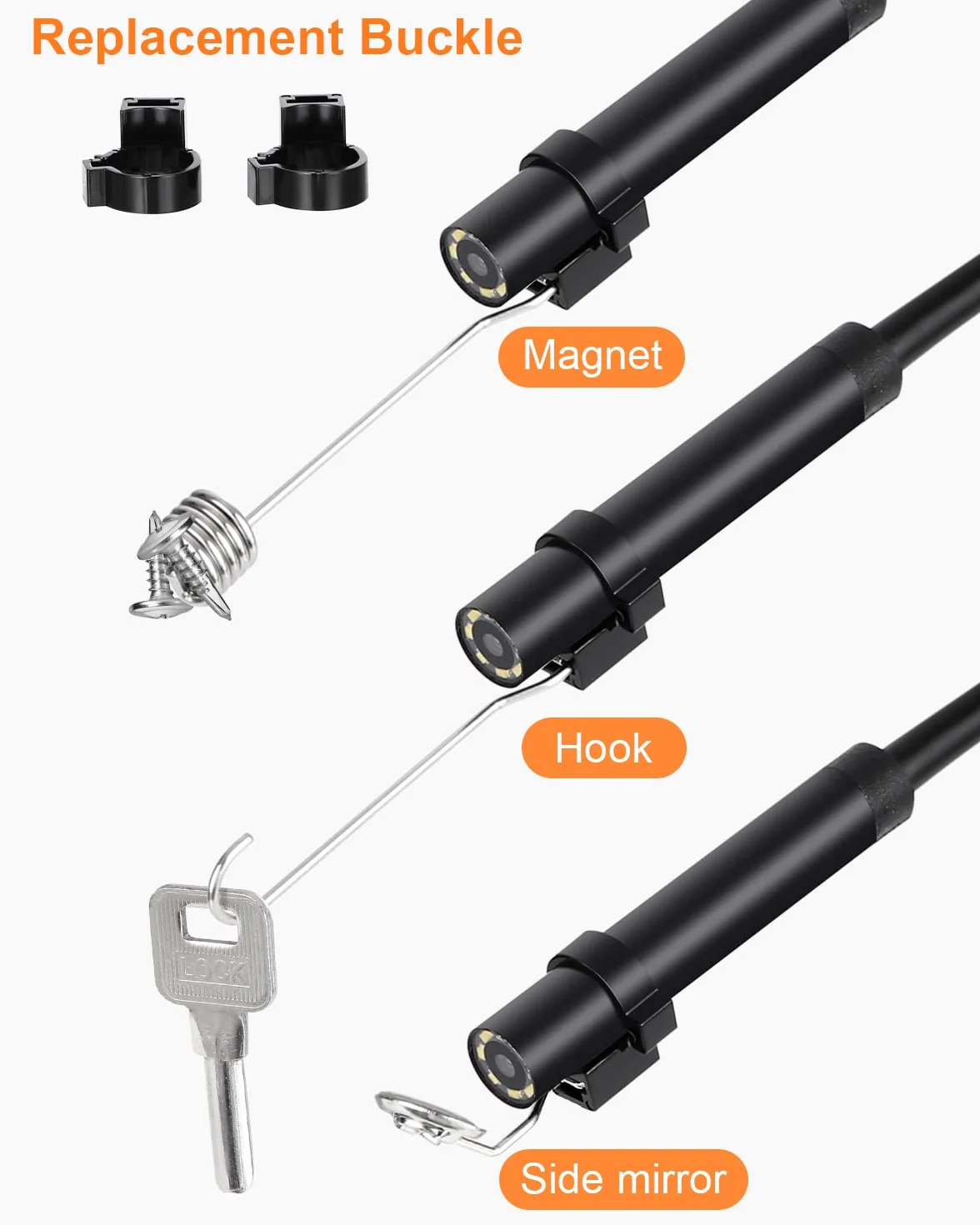 Przemysłowa kamera endoskopowa 1080p HD IP68 8mm 5m półsztywny kabel akumulator 2600mAh
