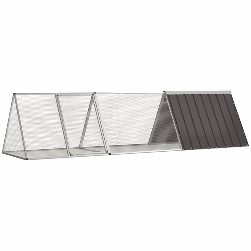 Klatka dla królików, antracytowa, ocynkowana stal, 302,5 x 80,5 x 71 cm z rozszerzeniem, wybieg siatkowy dla królików, świnek morskich, gryzoni, do użytku na zewnątrz, do ogrodu, na taras