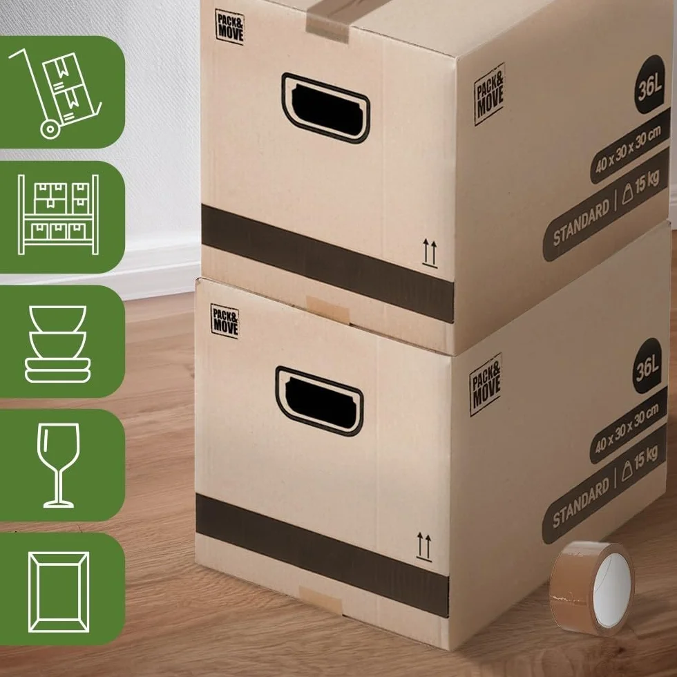 Lot de 20 cartons de déménagement 36L - 40x30x30 cm - Made in France - 70% FSC certifé - Pack & Move