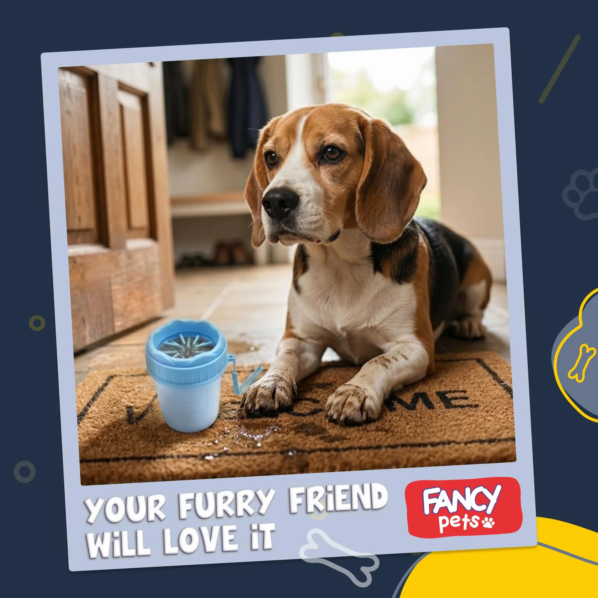 Fancy Pets Czyścik do Łap Psa, Myjka do Łap dla Psa z Silikonowymi Szczotkami, Kubek do Mycia Łap Psa dla Małych Psów i Szczeniaków, Dog Paw Cleaner