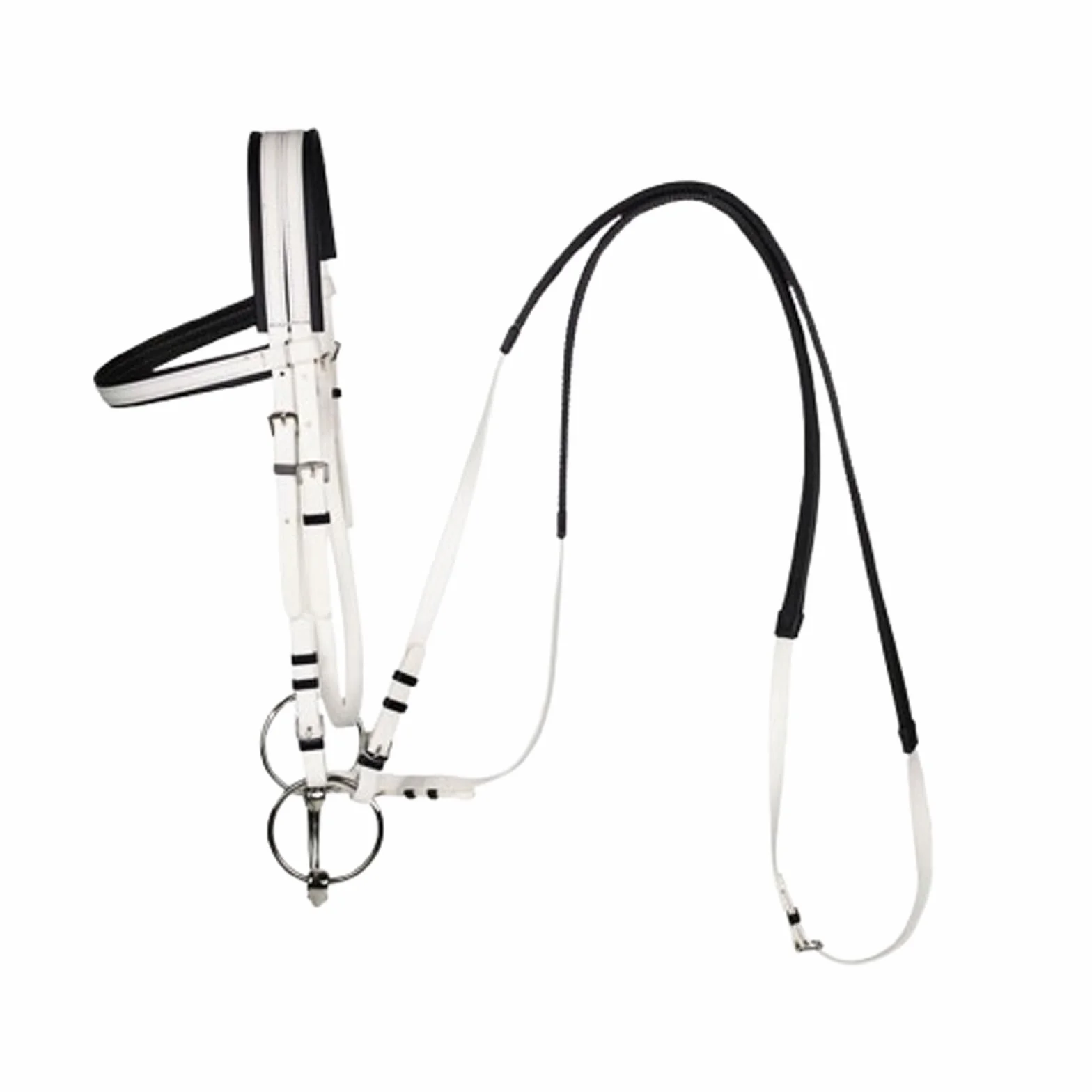 Dostosowany nylonowy koń,Końska obroża, Wodoodporna, anatomiczna, regulowana ogłowia z PVC, wielokolorowa, rozmiar L, dla koni powyżej 1,35 m(White)