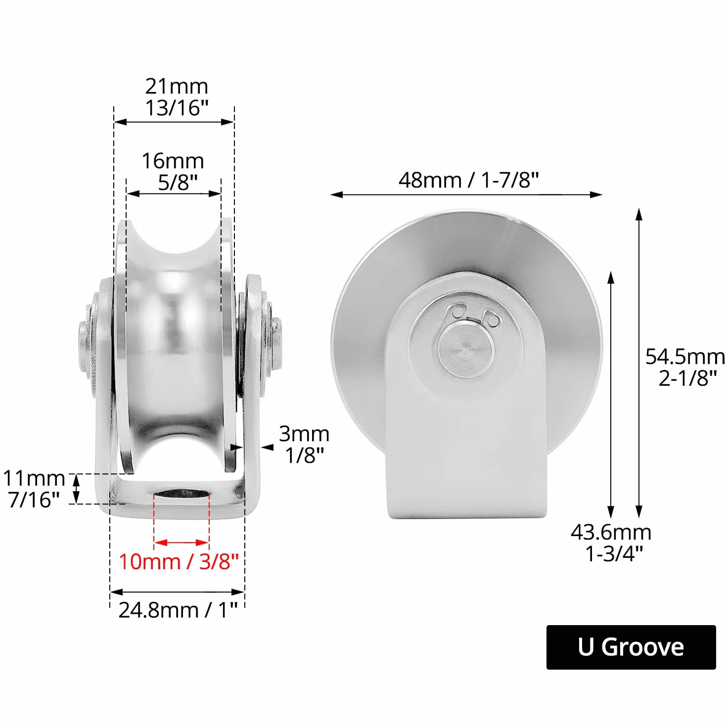 QWORK bloczki linowe ze stali nierdzewnej 48 mm nośność 250 kg do bram automatycznych
