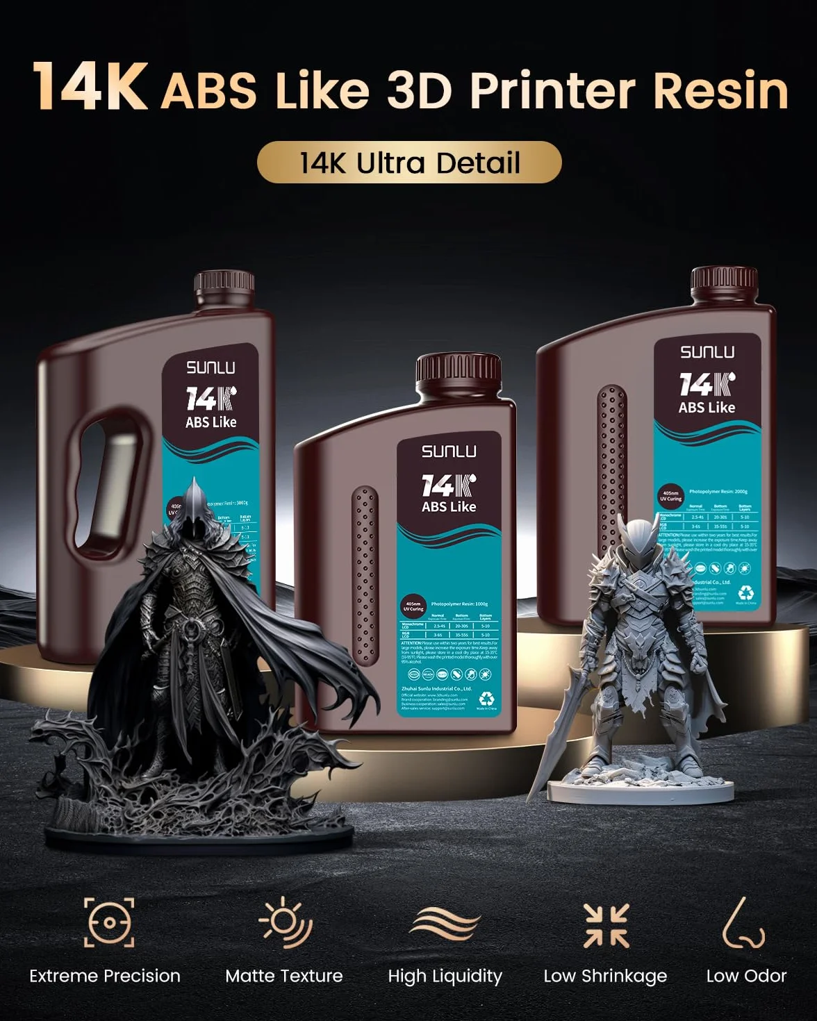 SUNLU Żywica 14K ABS Like 3 kg 405 nm UV do drukarki 3D szara