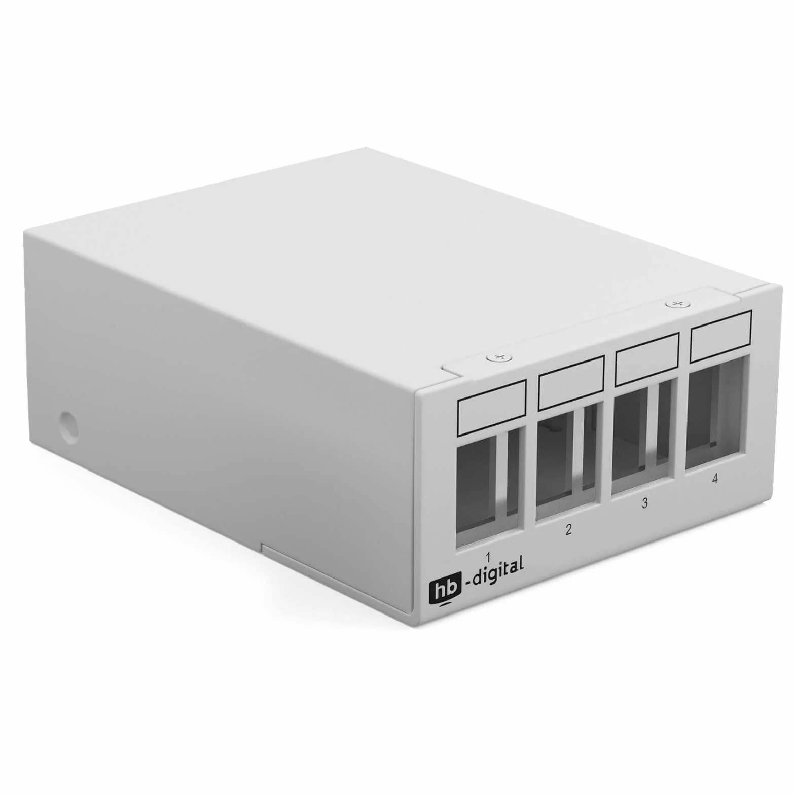 hb-digital 4-portowy panel krosowy obudowa do modułów Keystone z np. gniazdem RJ45 RJ11 Socket wtyczka antenowa złącze F USB-C USB-A BF/AF HDMI zacisk biegunowy gniazdo gwintowane BNZ - jasnoszary