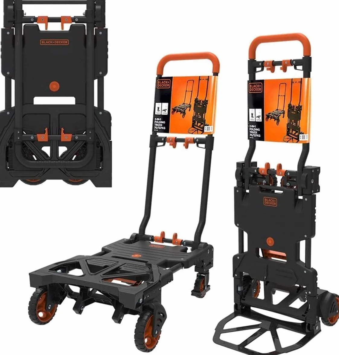 Wózek platformowy BLACK+DECKER - wózek ręczny 2 w 1 i wózek platformowy - składany - maksymalne obciążenie - 120 kg