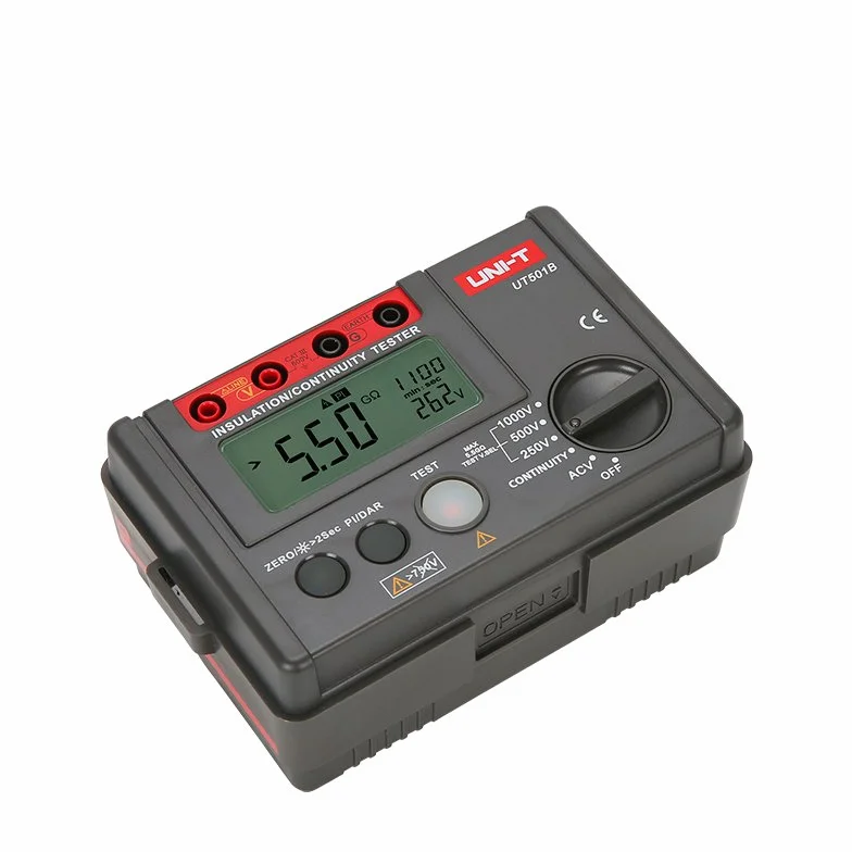 UNI-T UT501B serii UT500 tester rezystancji izolacji 250V/500V/1000V 1mA, Czerwony/Szary