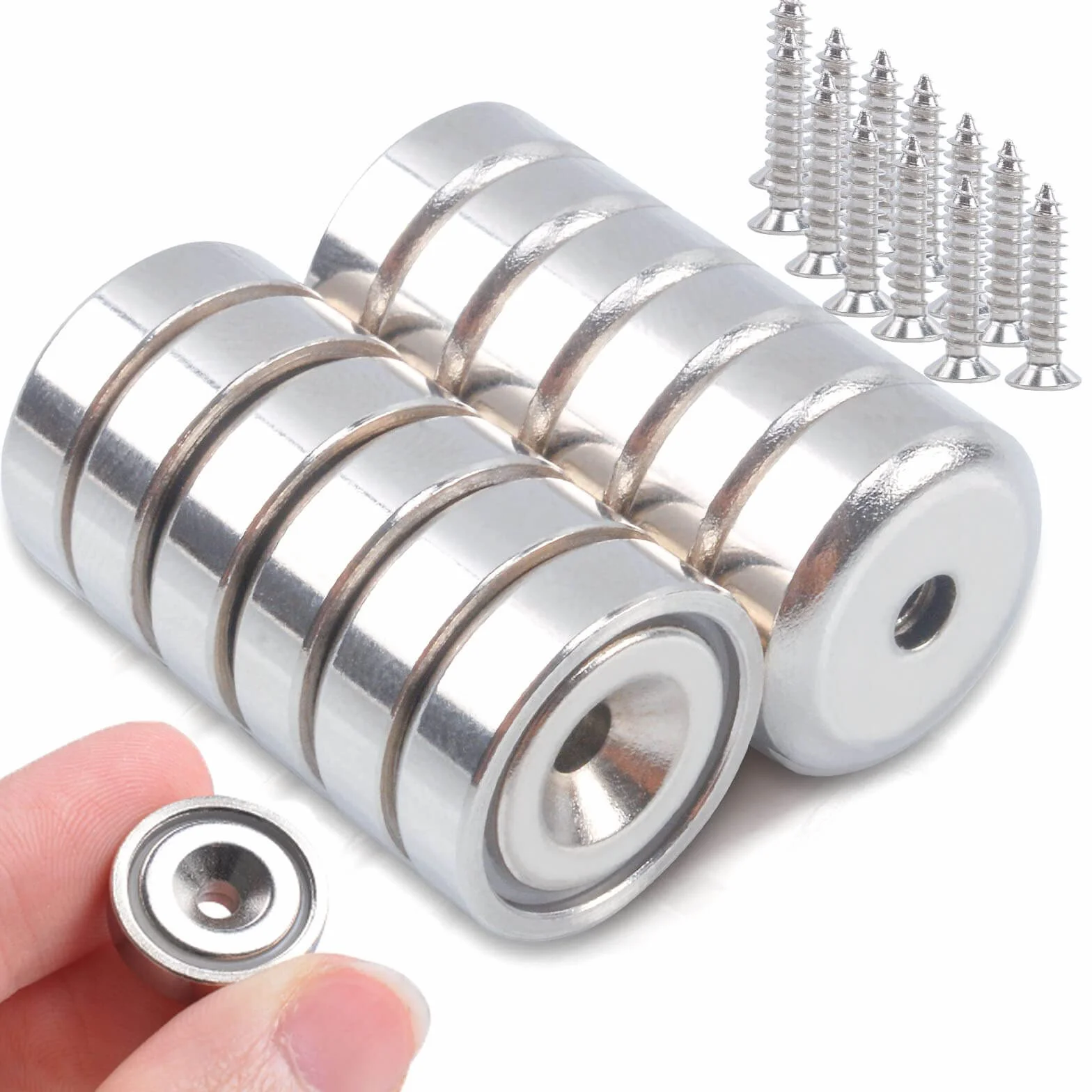 MIN CI Magnesy neodymowe 6 kg z otworem 16 x 5 mm okrągłe gwintowane 12 sztuk