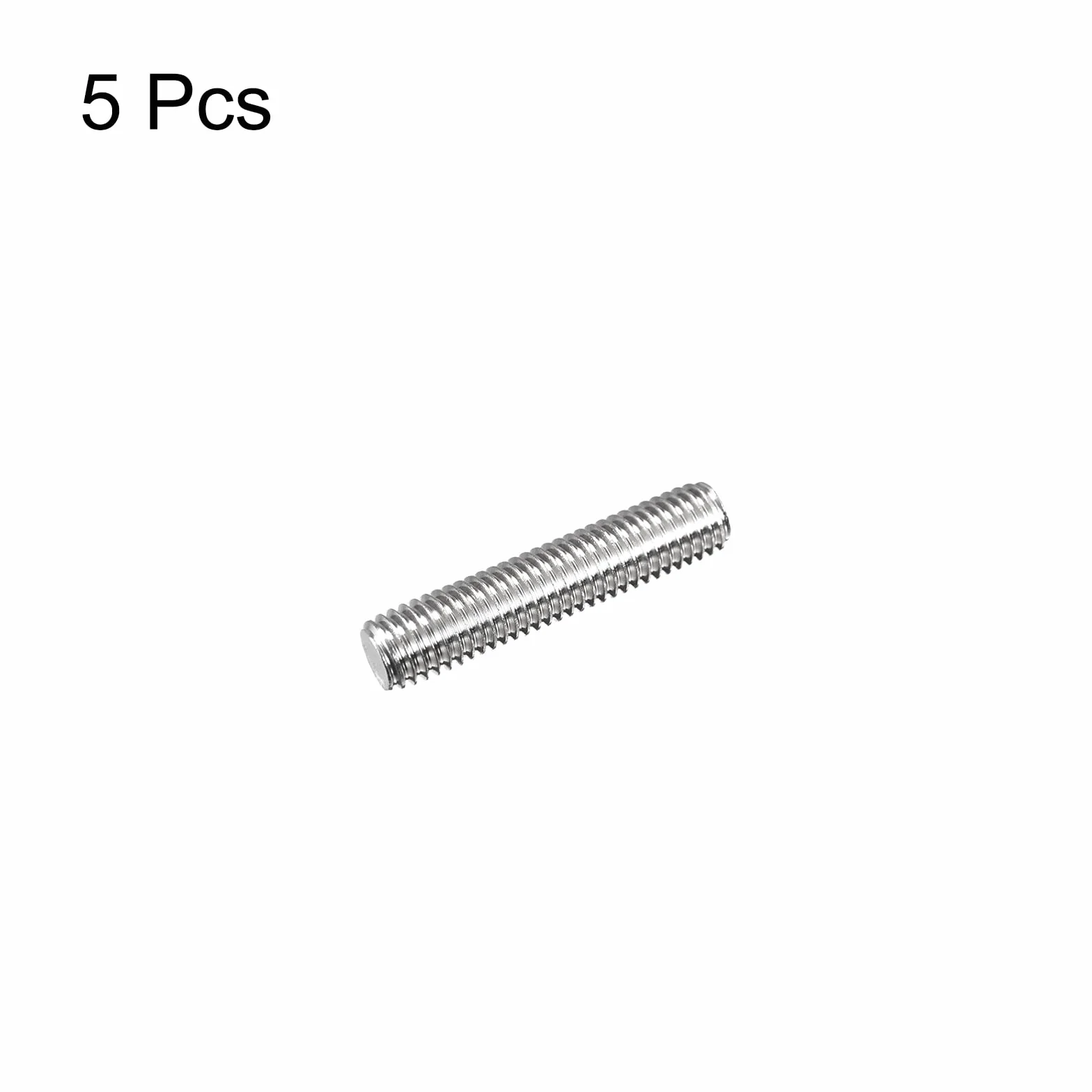 sourcing map 5-pak prętów gwintowanych M8 x 35 mm skok gwintu 1,25 mm stal szlachetna gwint prawy
