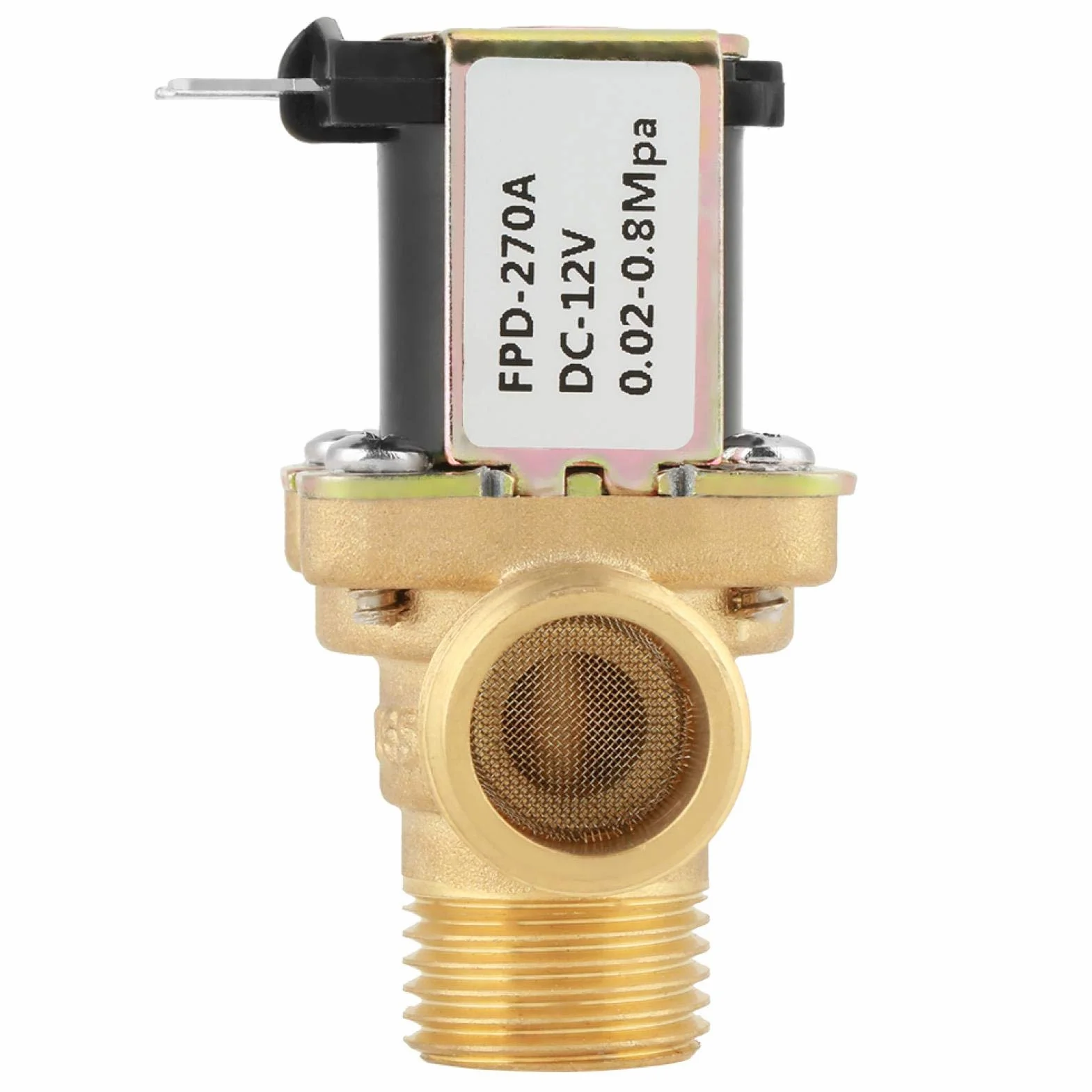 Mosiężny zawór elektromagnetyczny DC 12 V DN15 G1/2 kąt prosty 90 stopni