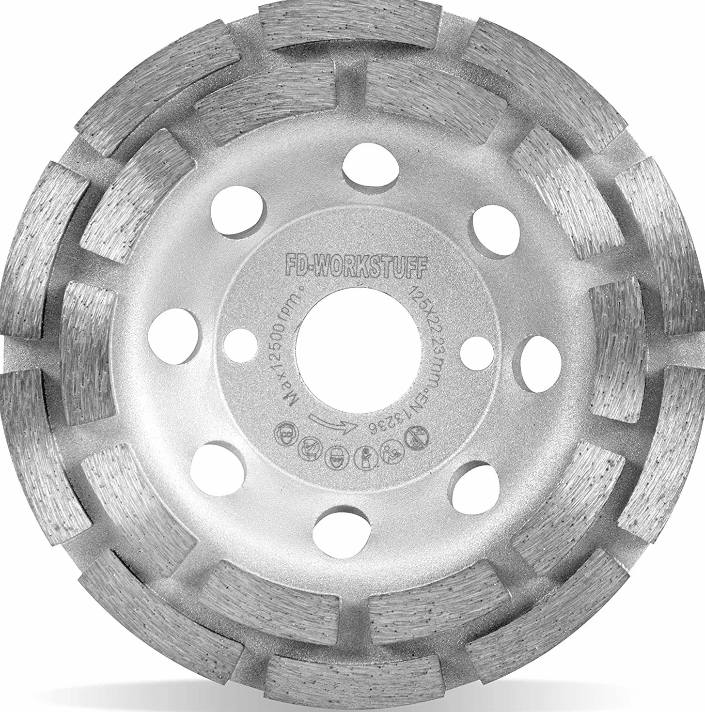 Zestaw 2 szlifierek diamentowych Ø 125 mm x 22,2 mm 2 rzędy do betonu granitu kamienia