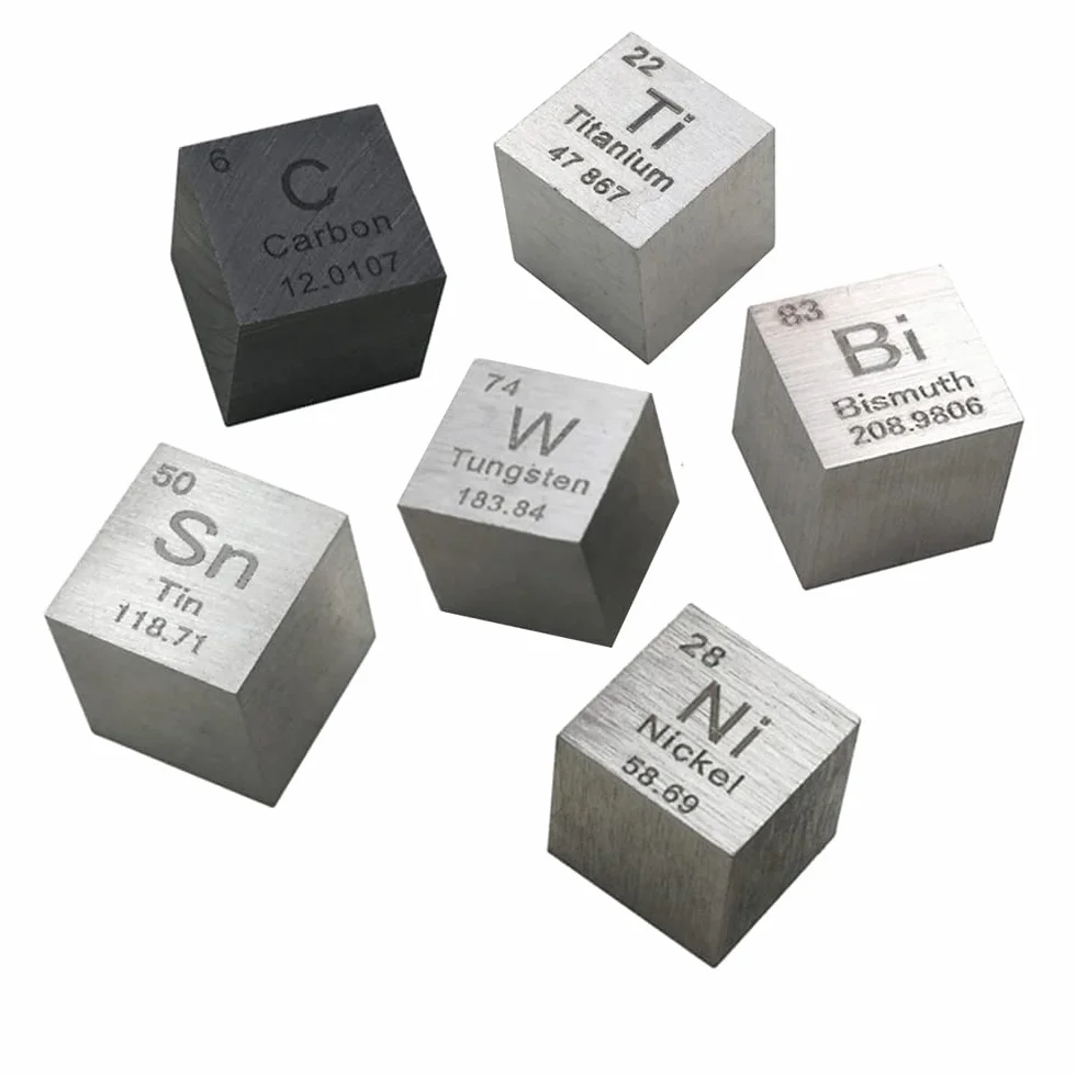 Element Cube Set 10mm Czysty Metal Cubest Carbon Tungsten Tin Bismuth Titanium Nickel