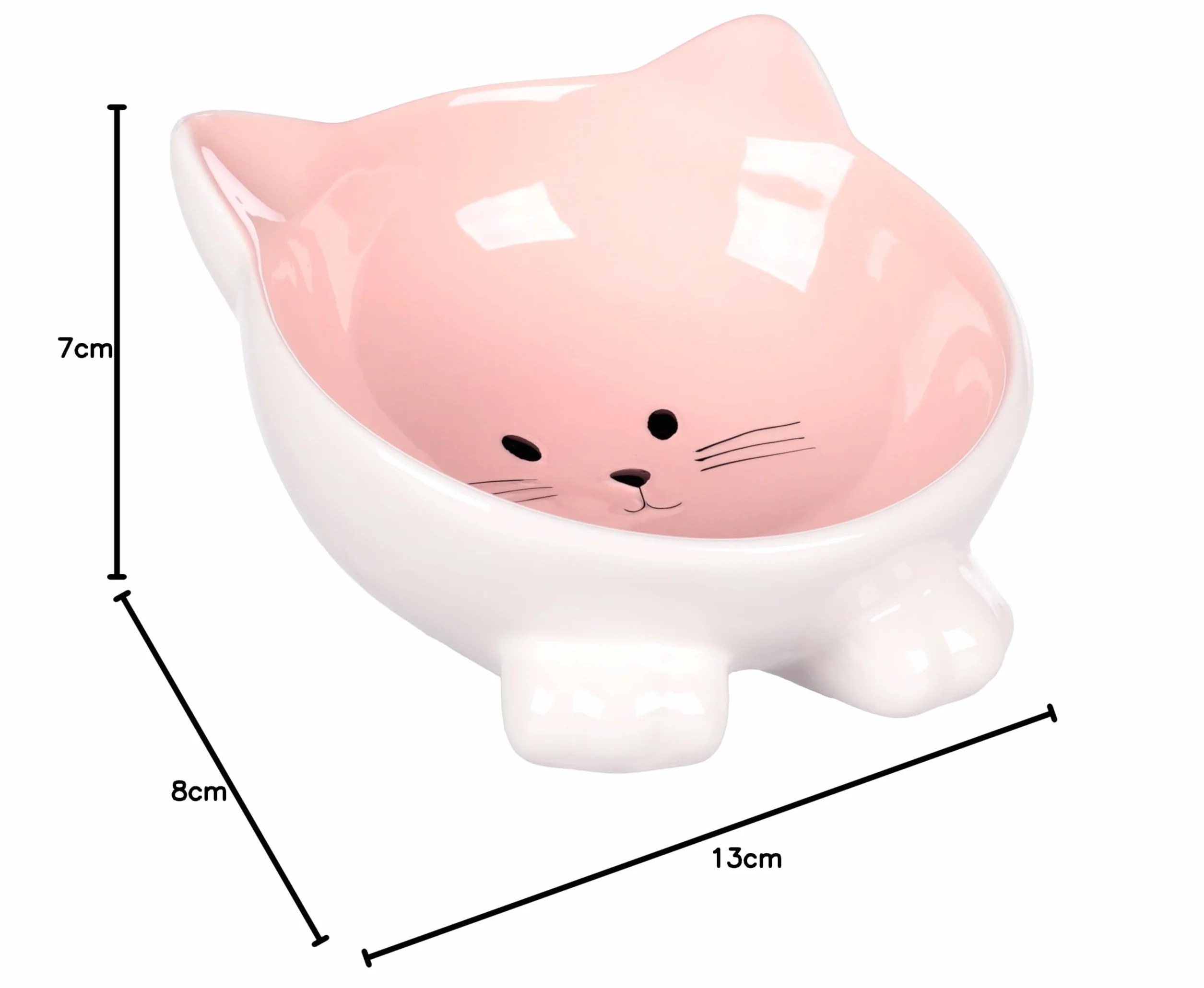 Flamingo Miska dla kotów Puzi Pink - Wielofunkcyjna miska antypoślizgowa dla zwierząt domowych - 125 ml - cermamiczna - miska nadaje się do mycia naczyń
